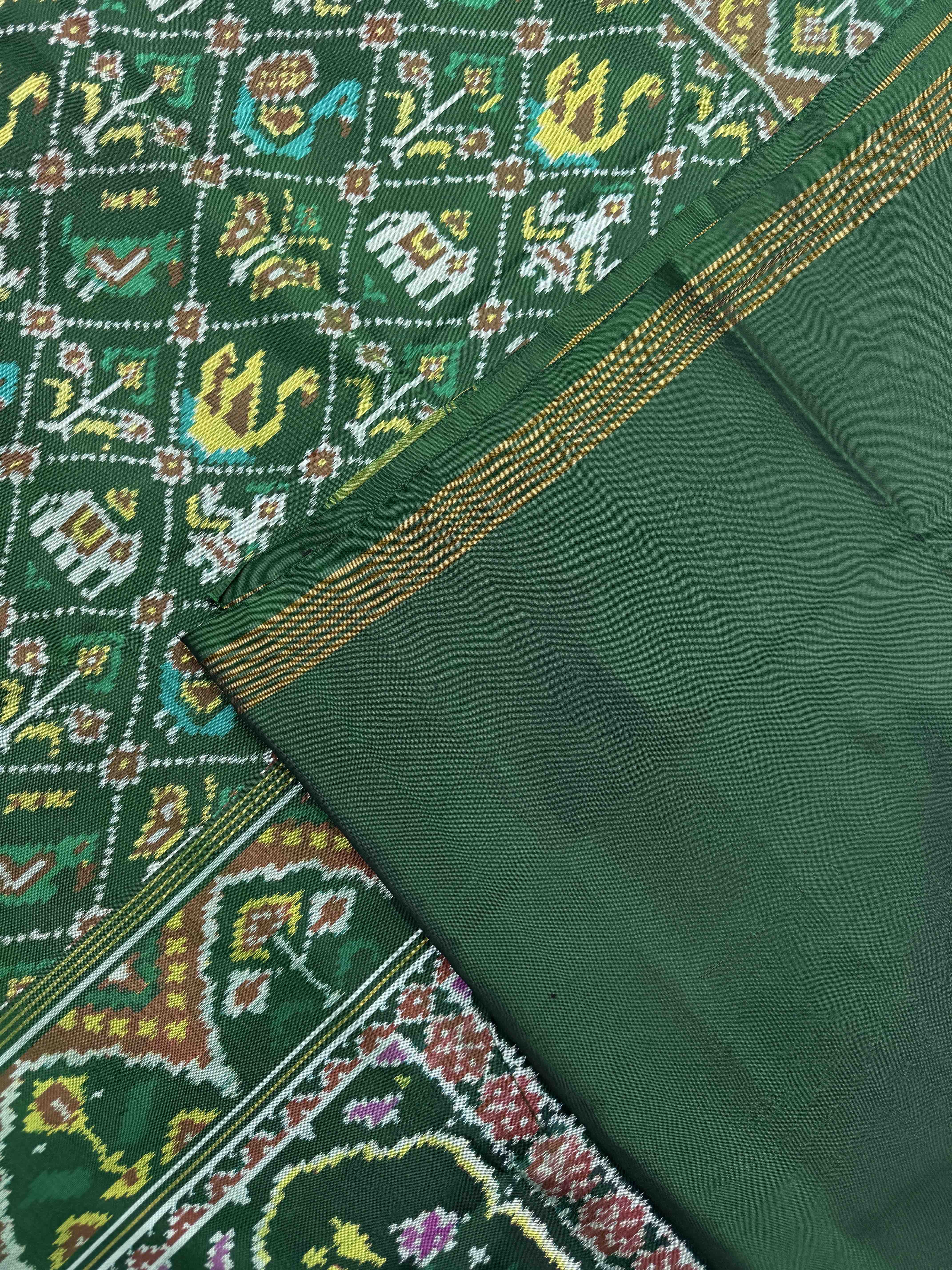Green Narikunj Single Ikat Patan Patola Saree