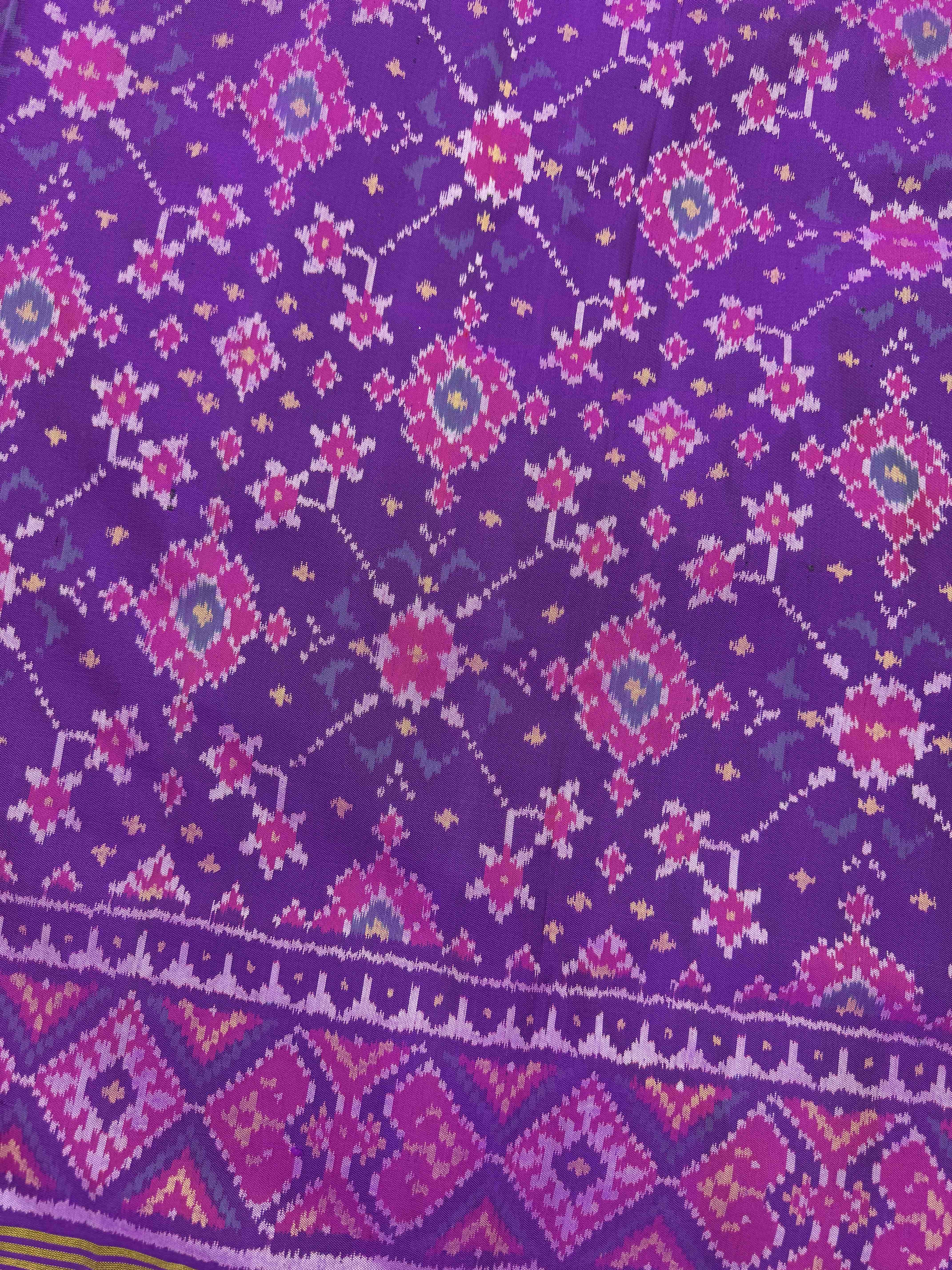 Purple Navratan Single Ikat Patan Patola Saree