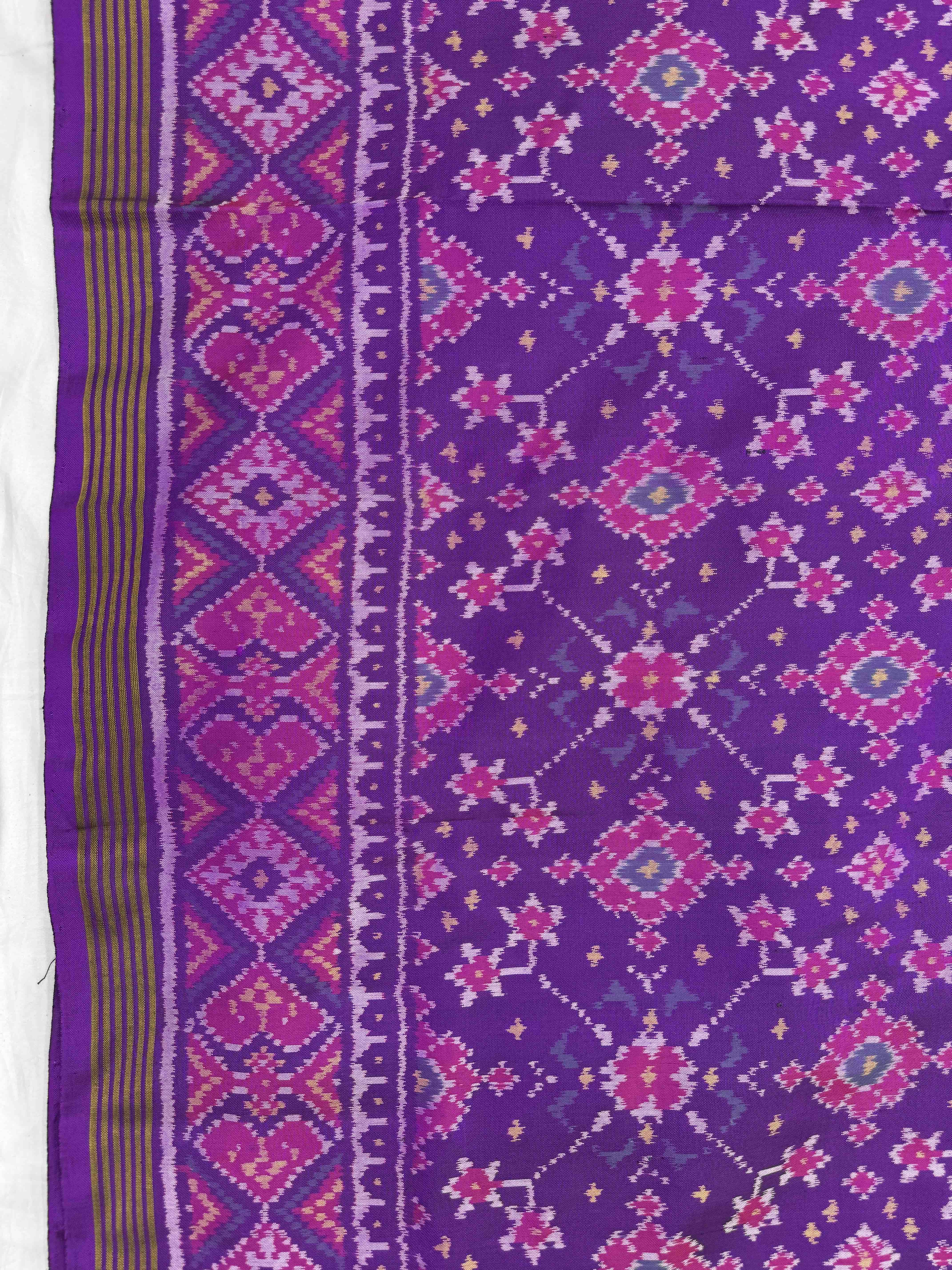 Purple Navratan Single Ikat Patan Patola Saree