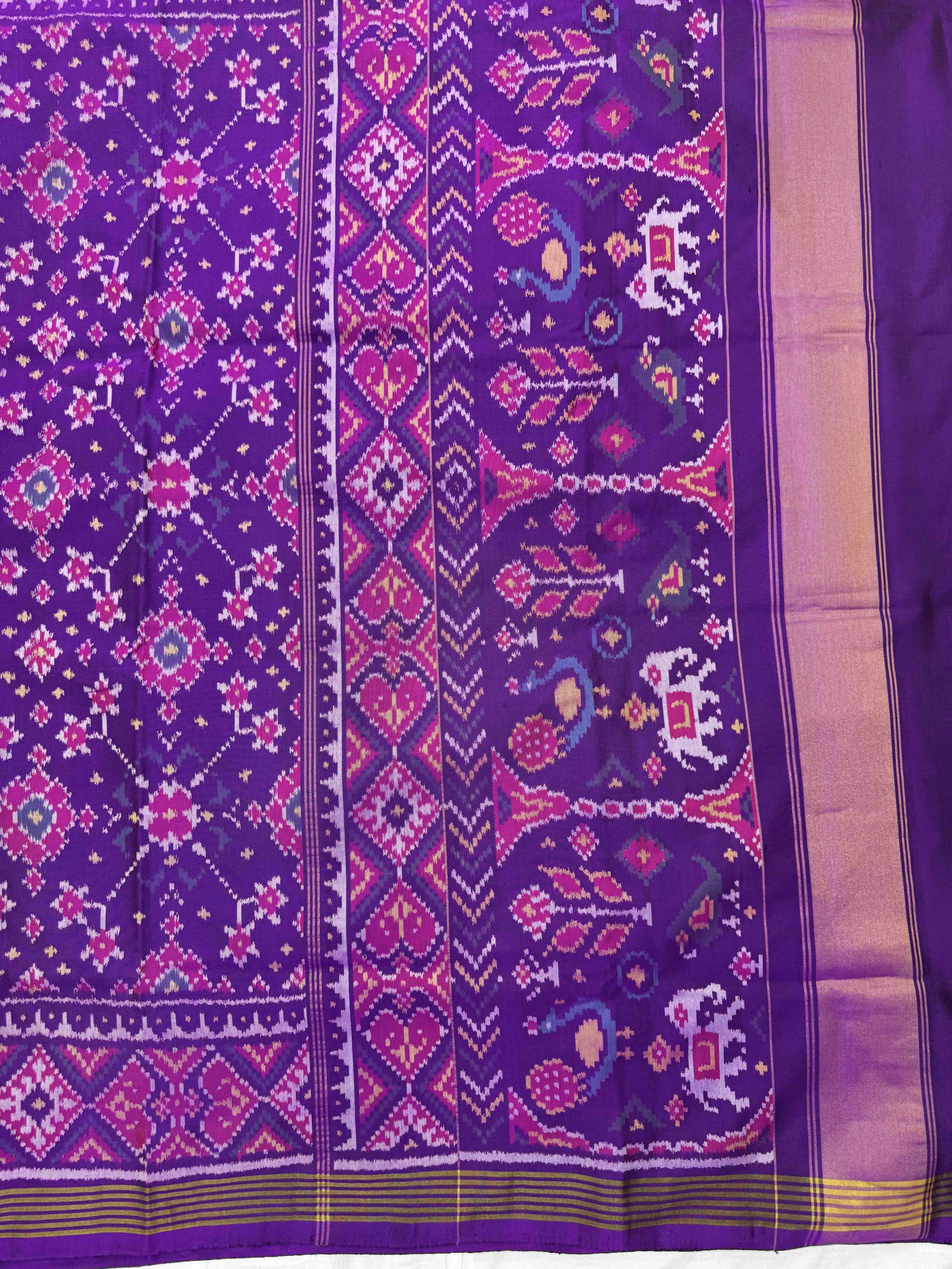 Purple Navratan Single Ikat Patan Patola Saree