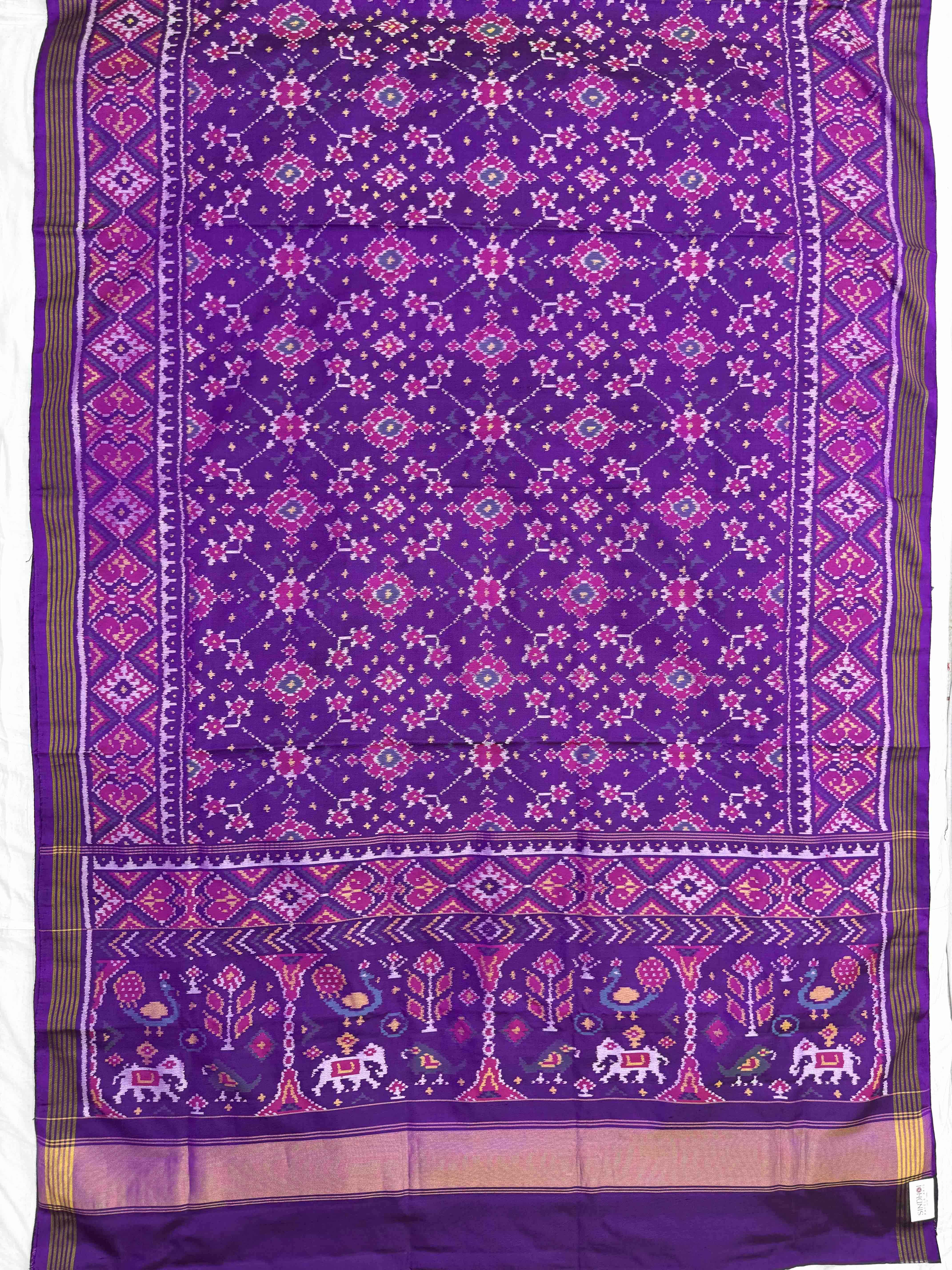 Purple Navratan Single Ikat Patan Patola Saree