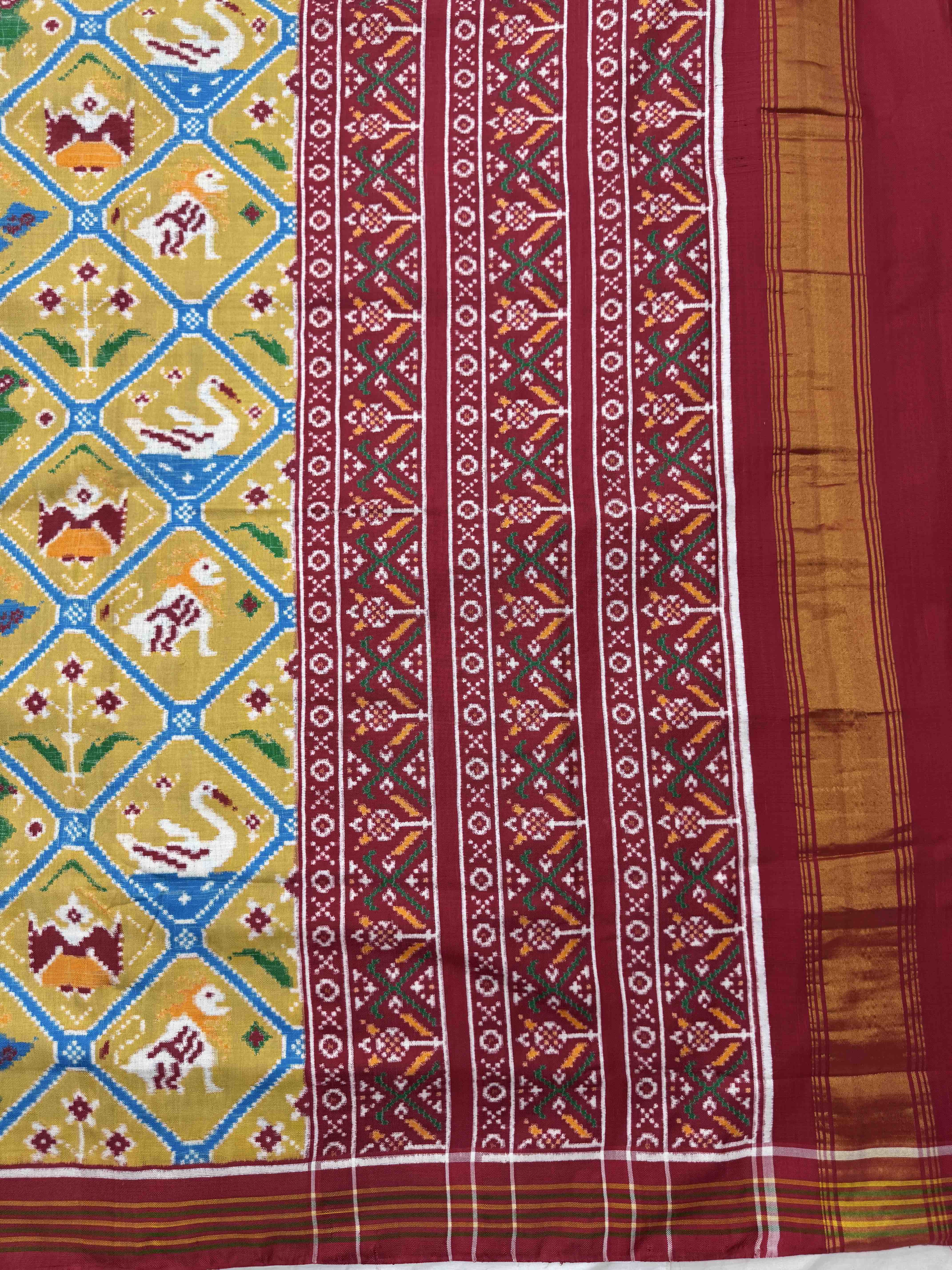 Red & Biscuit Narikunj Double Ikat Patan Patola Saree
