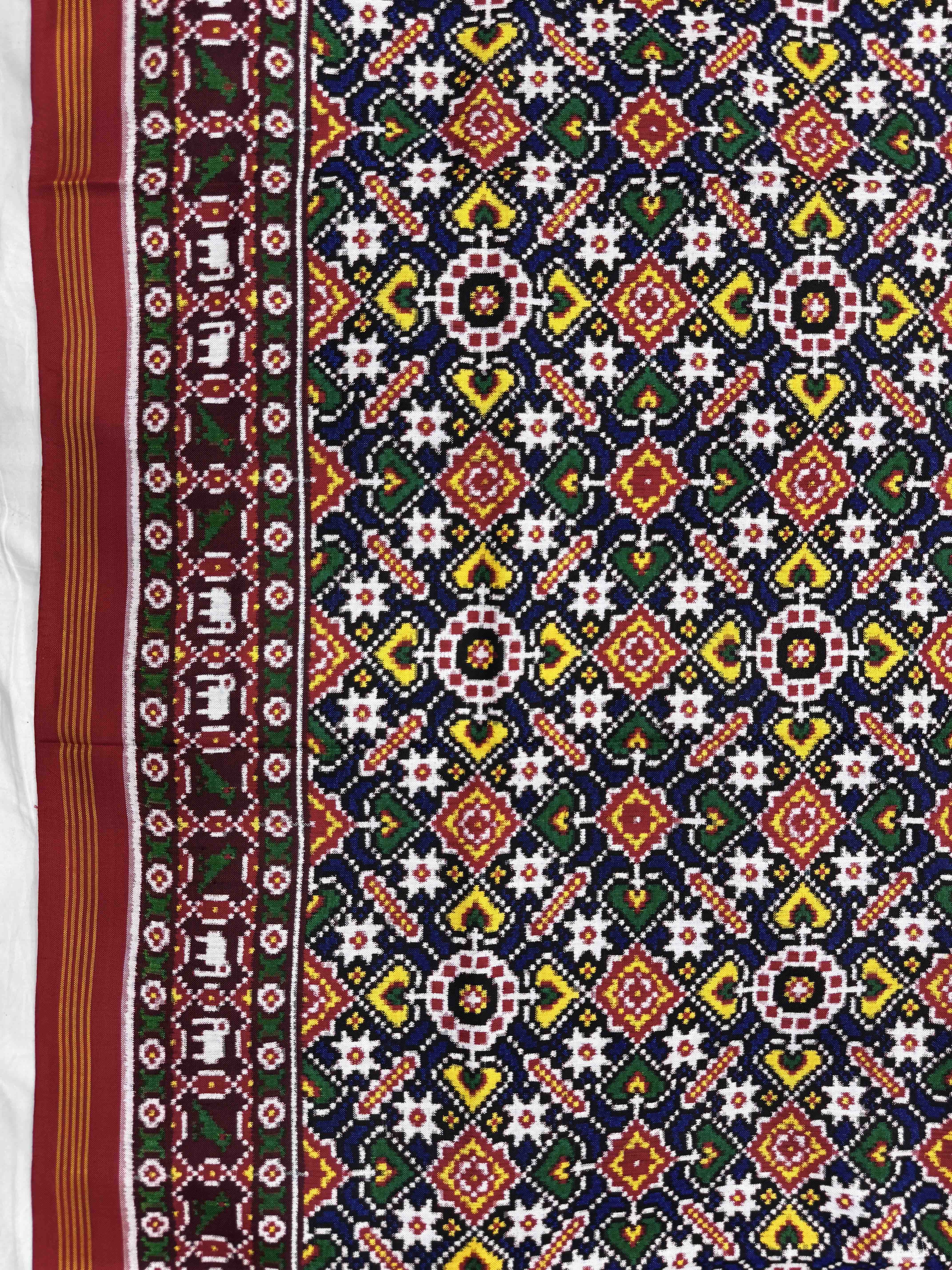 Red & Blue Rajvadi Manekchowk Double Ikat Patan Patola Saree