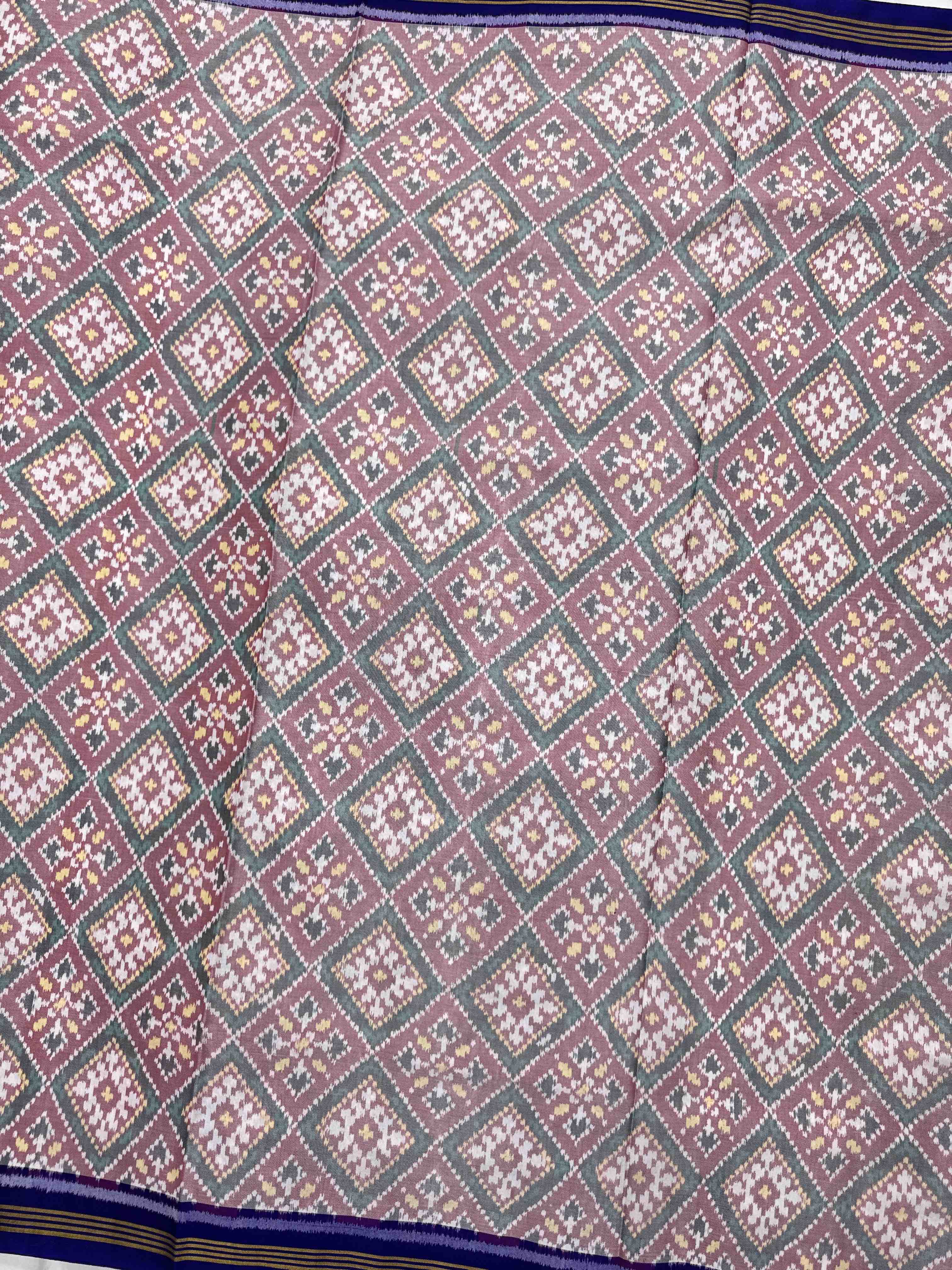 Blue & White Panchanda Single Ikat Patan Patola Saree