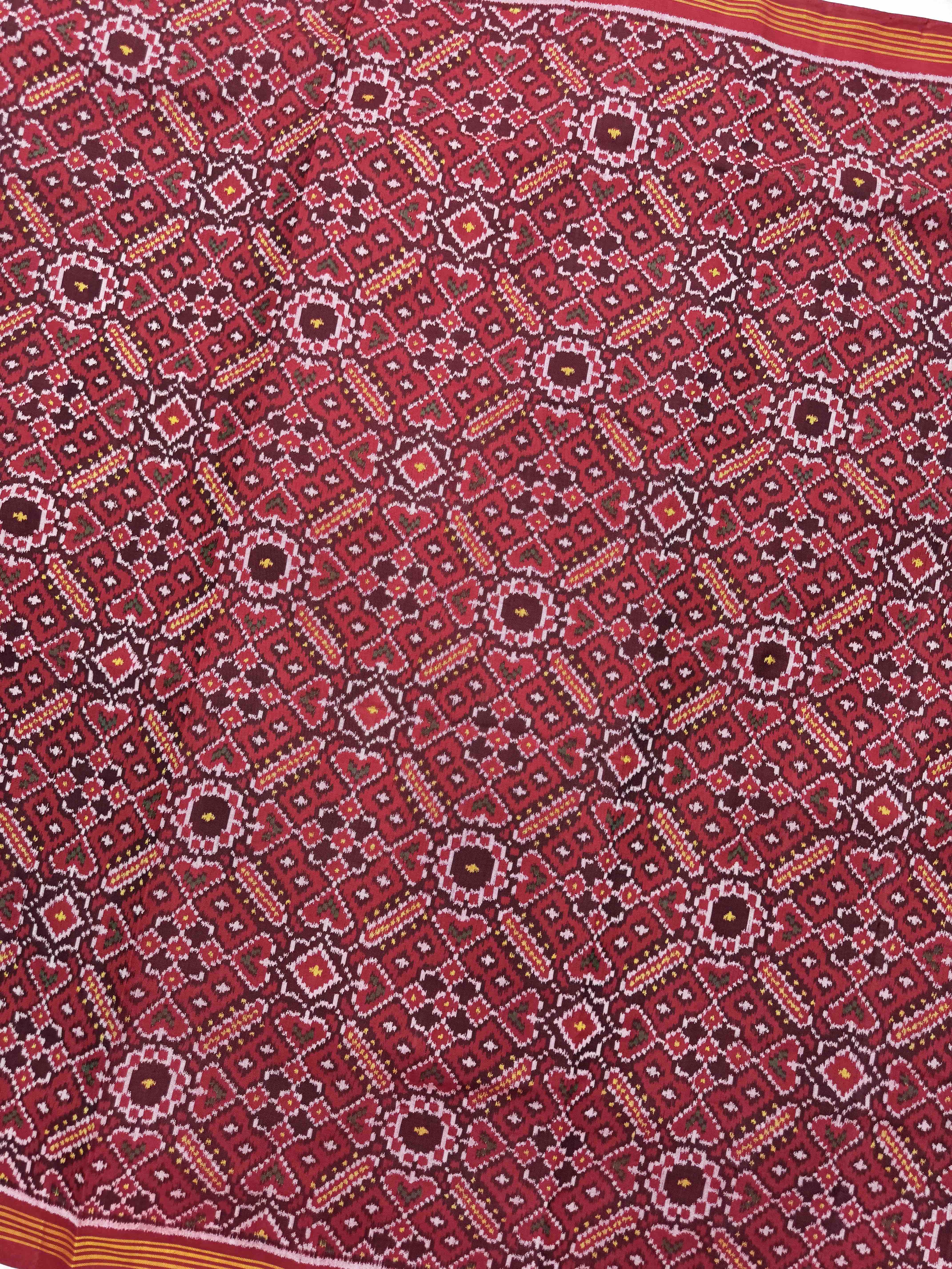 Red Manekchowk Single Ikat Patan Patola Saree