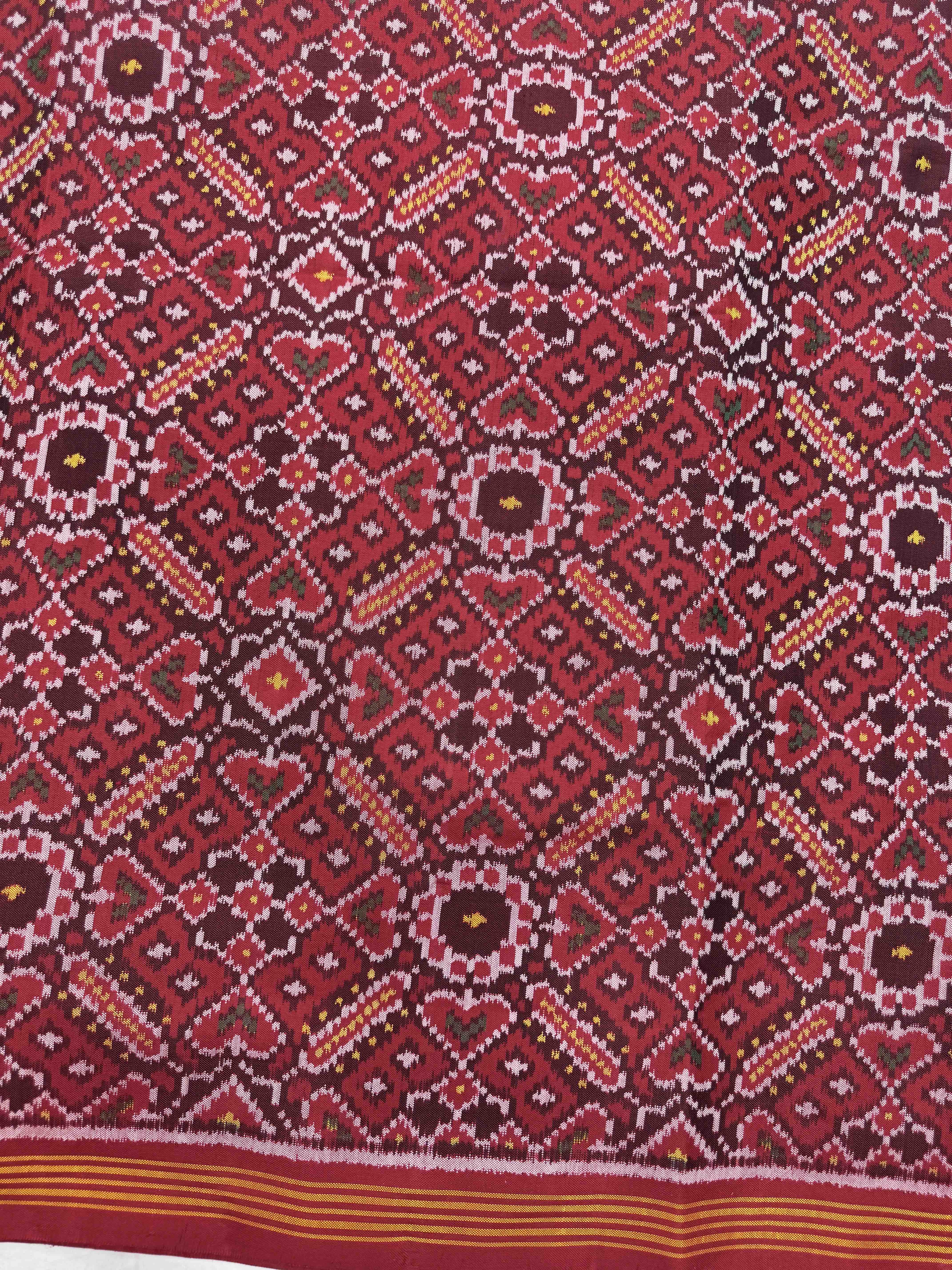 Red Manekchowk Single Ikat Patan Patola Saree