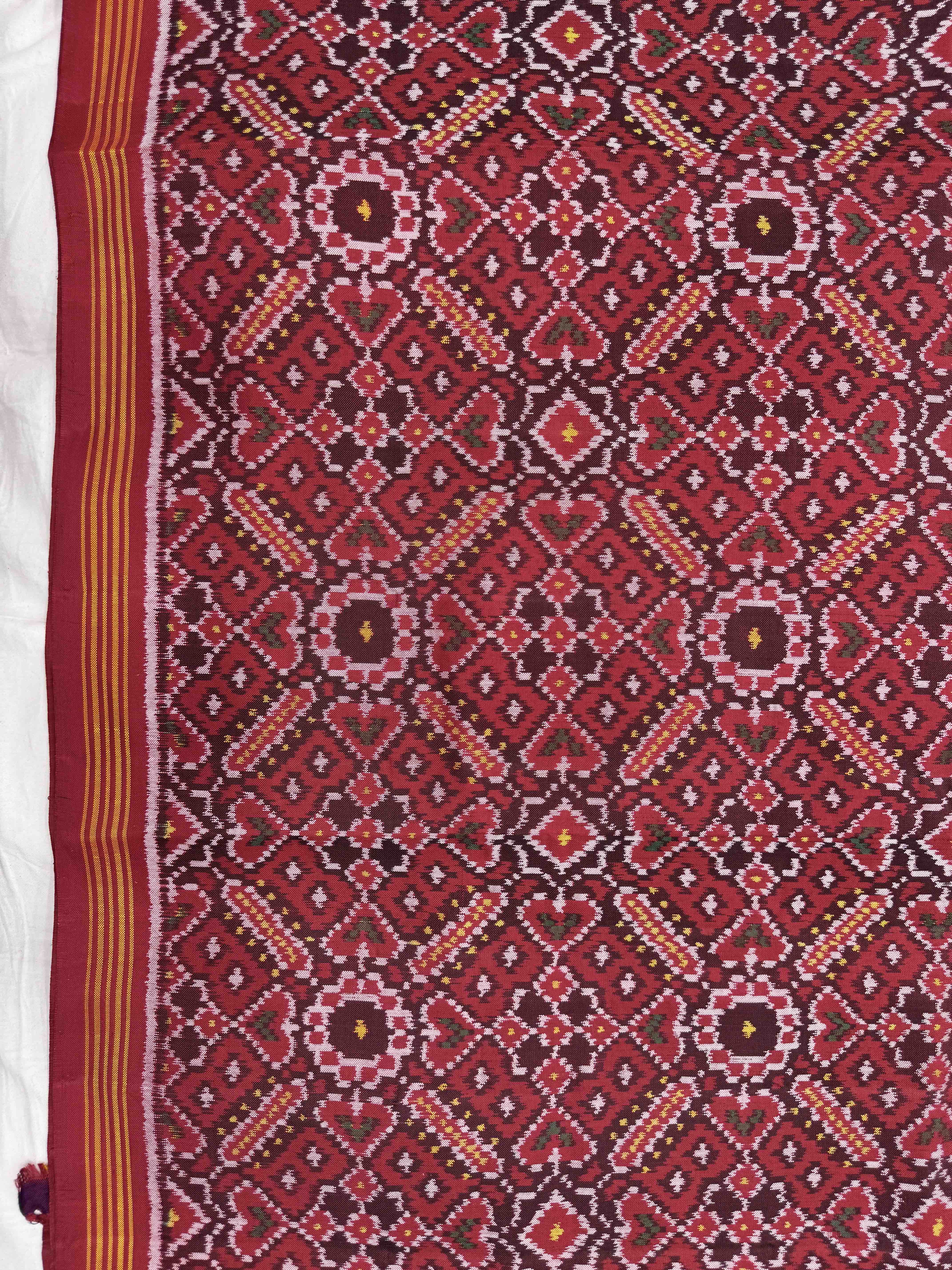 Red Manekchowk Single Ikat Patan Patola Saree