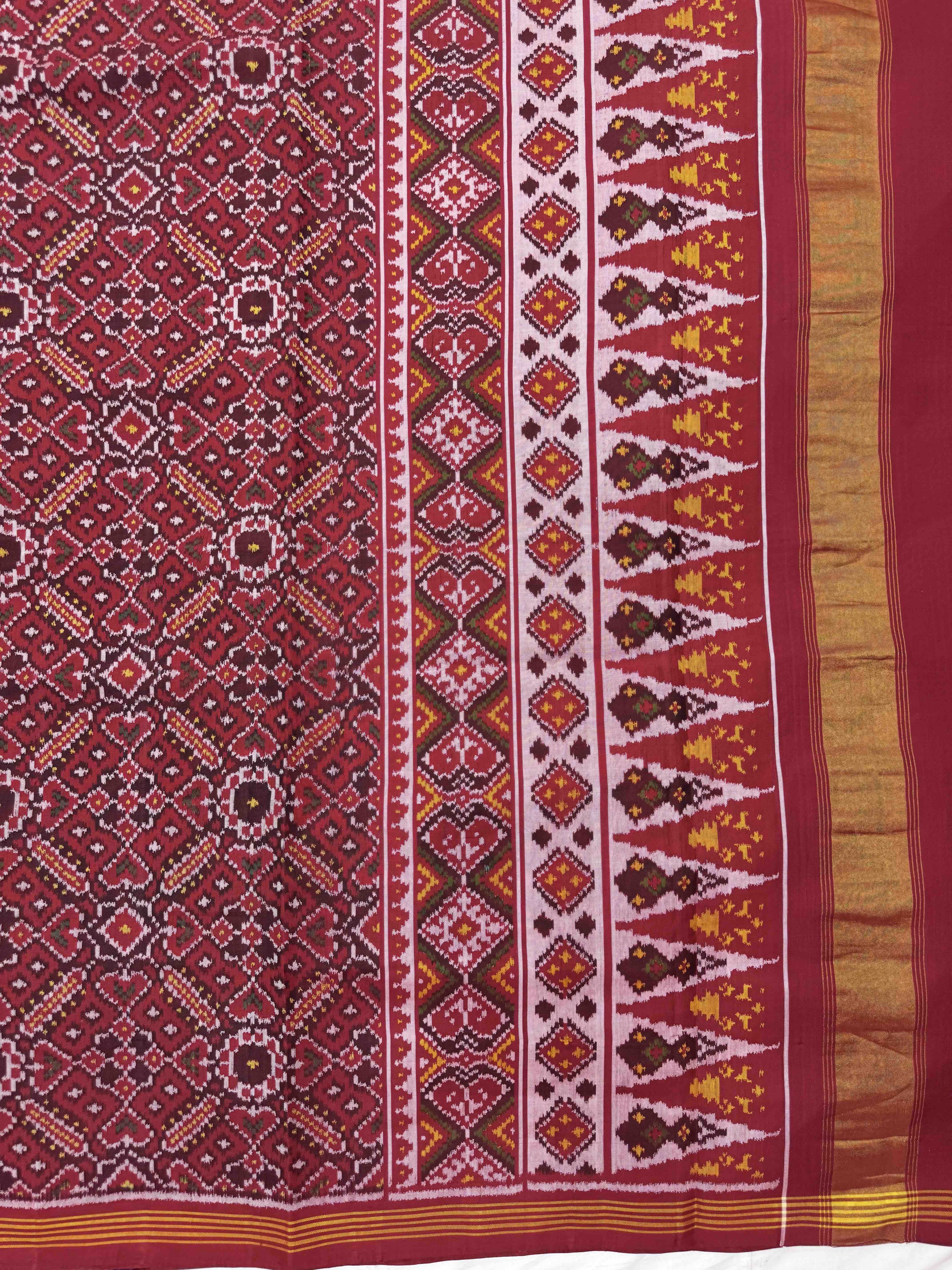 Red Manekchowk Single Ikat Patan Patola Saree