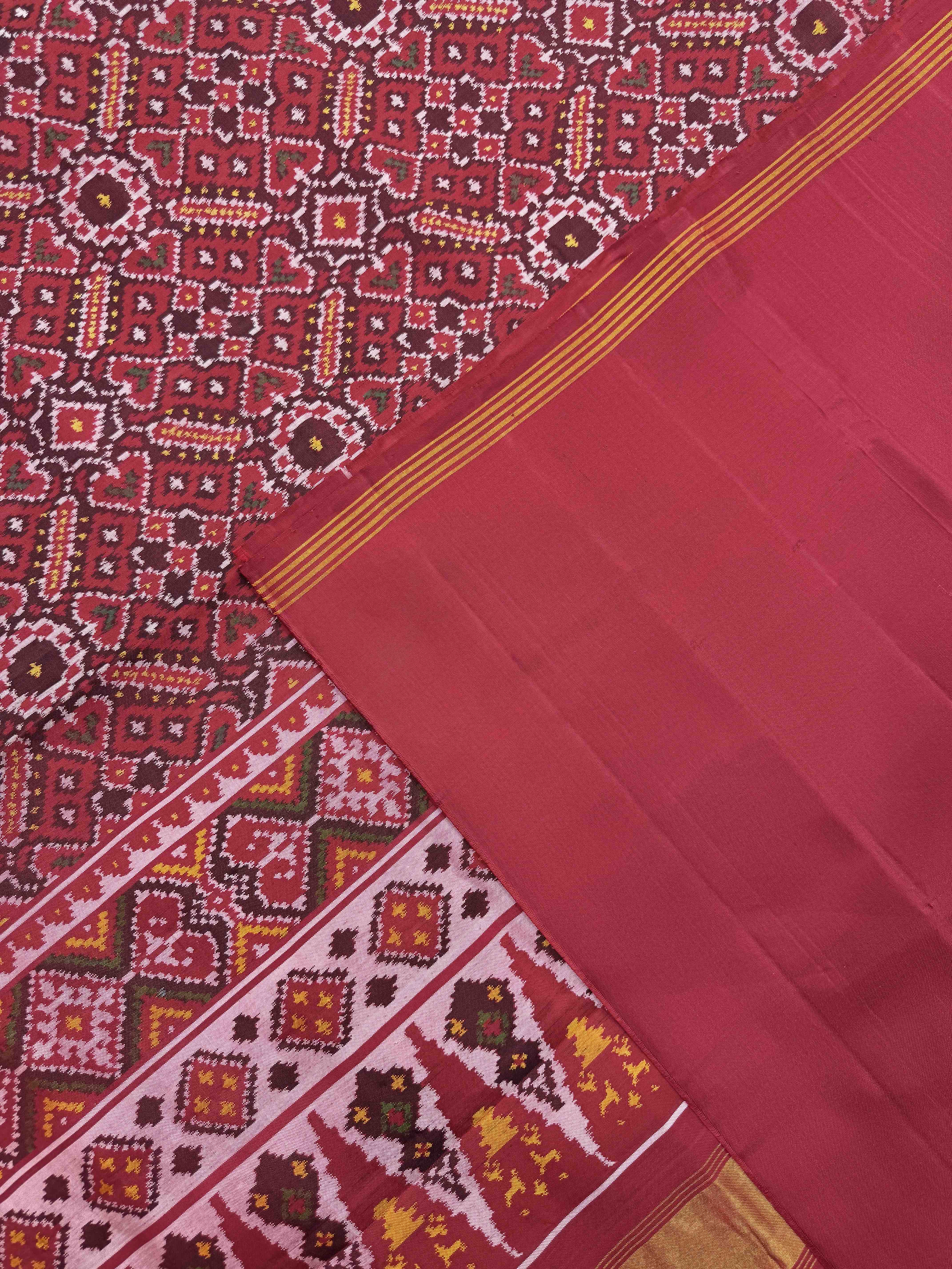 Red Manekchowk Single Ikat Patan Patola Saree