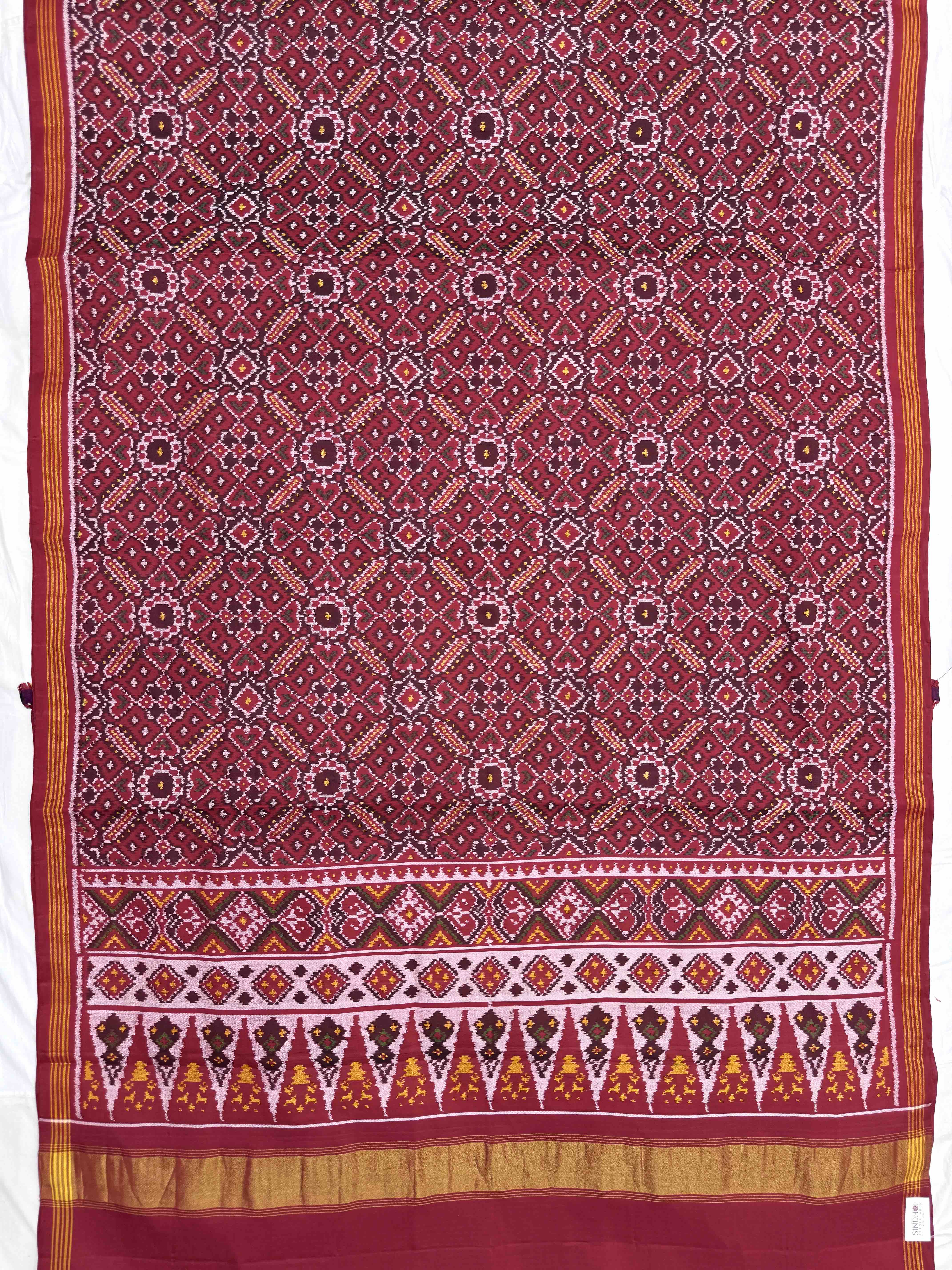 Red Manekchowk Single Ikat Patan Patola Saree