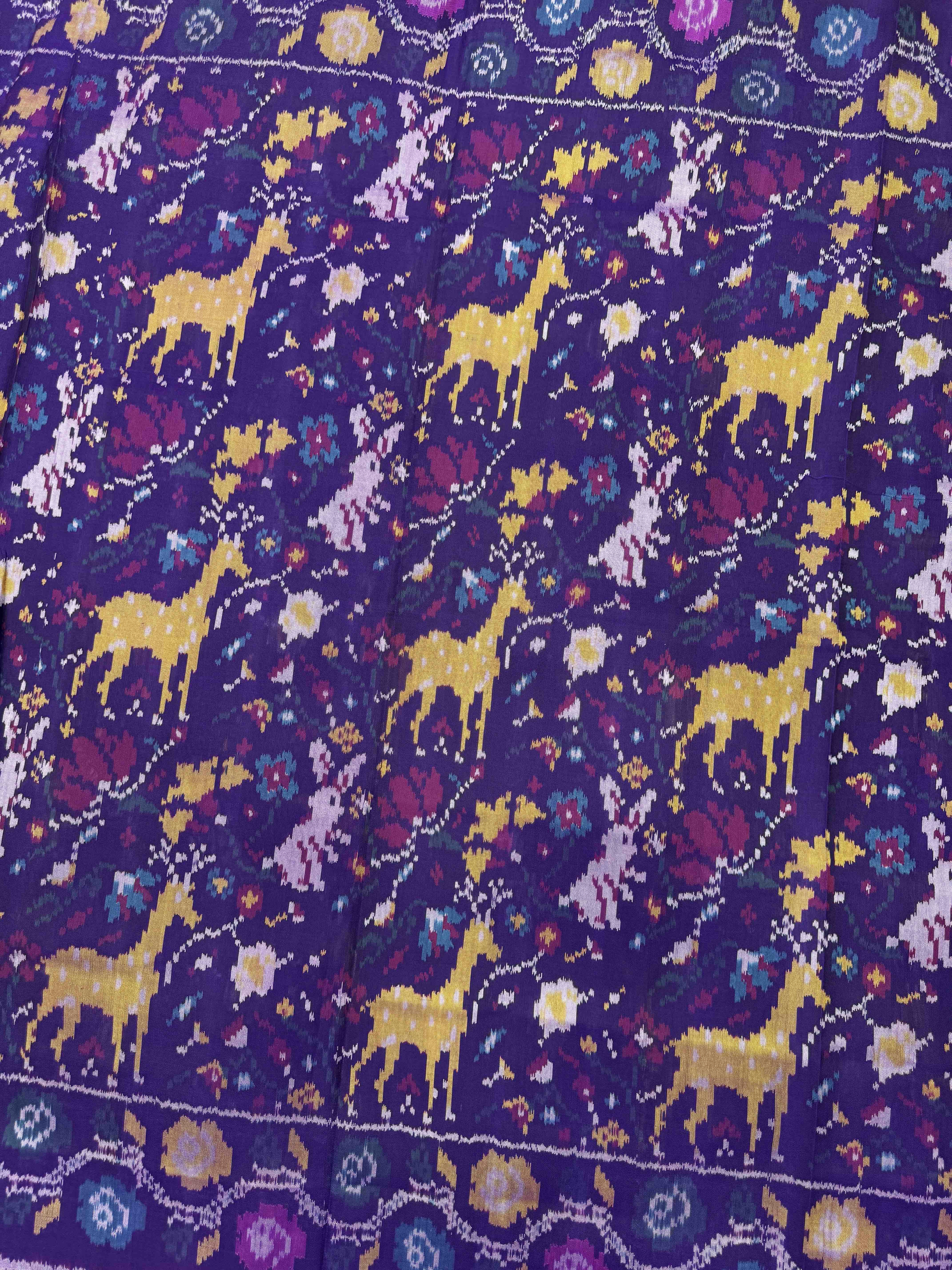 Purple Jungle Design Single Ikat Patan Patola Saree