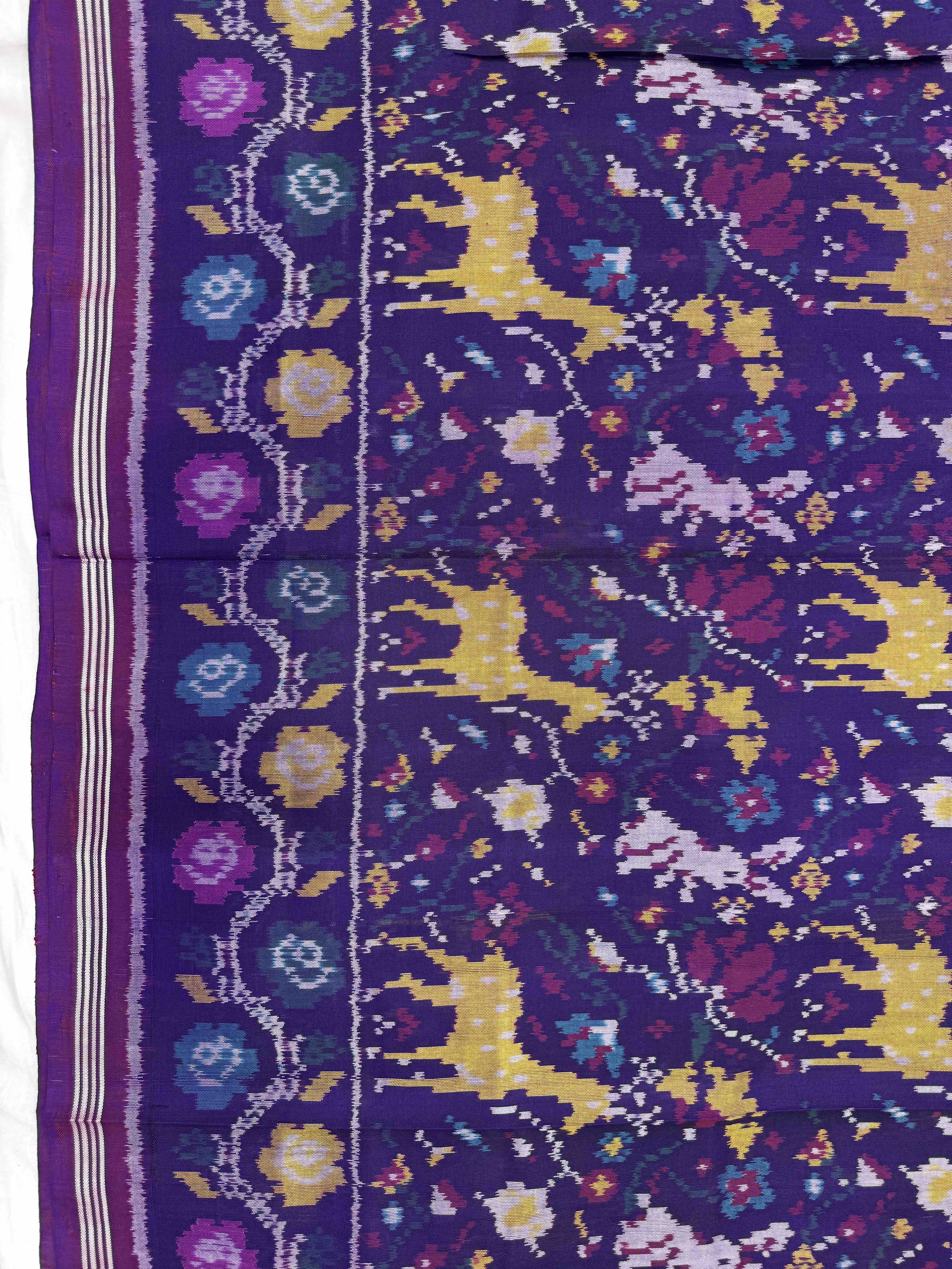 Purple Jungle Design Single Ikat Patan Patola Saree