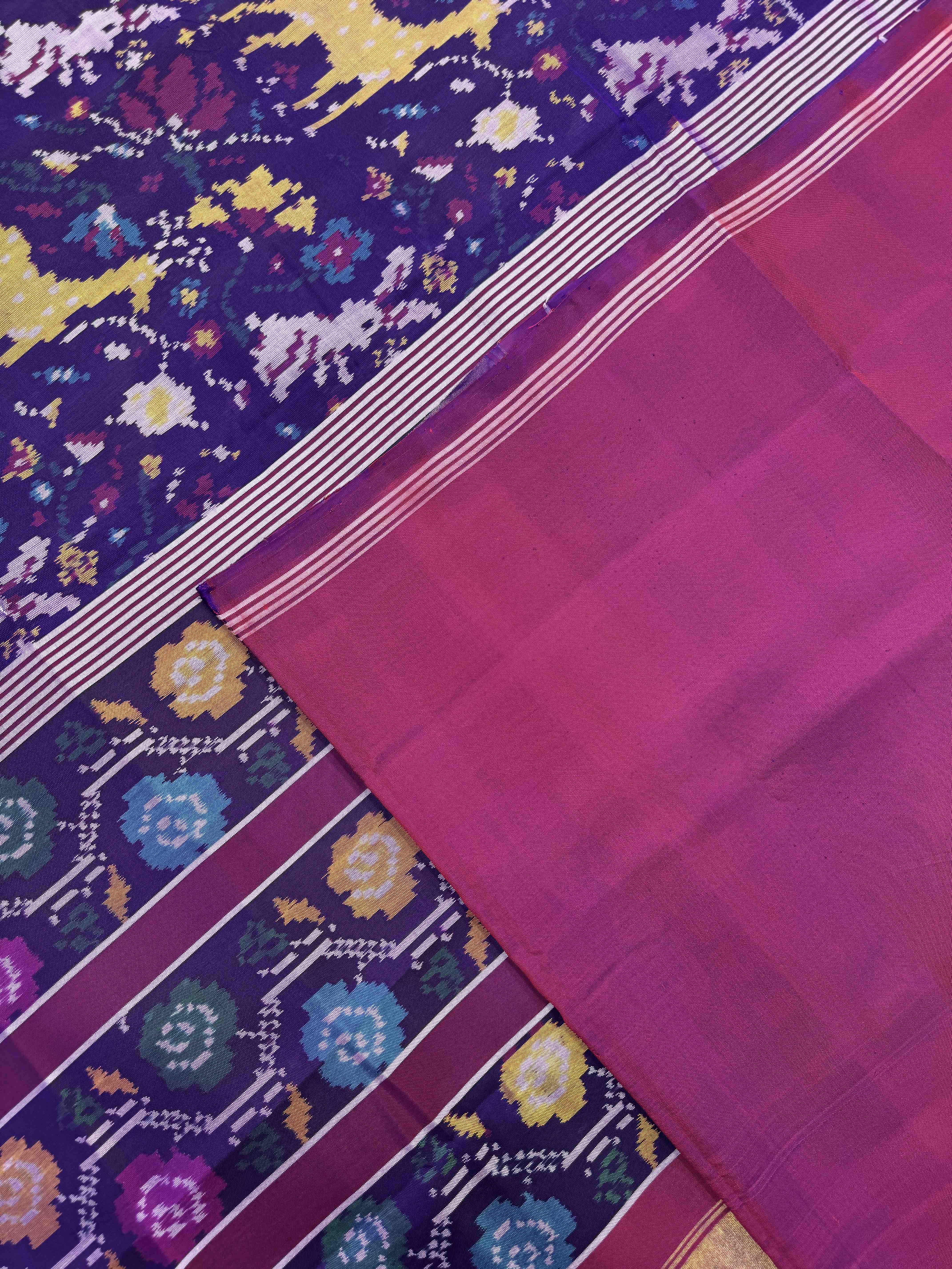 Purple Jungle Design Single Ikat Patan Patola Saree