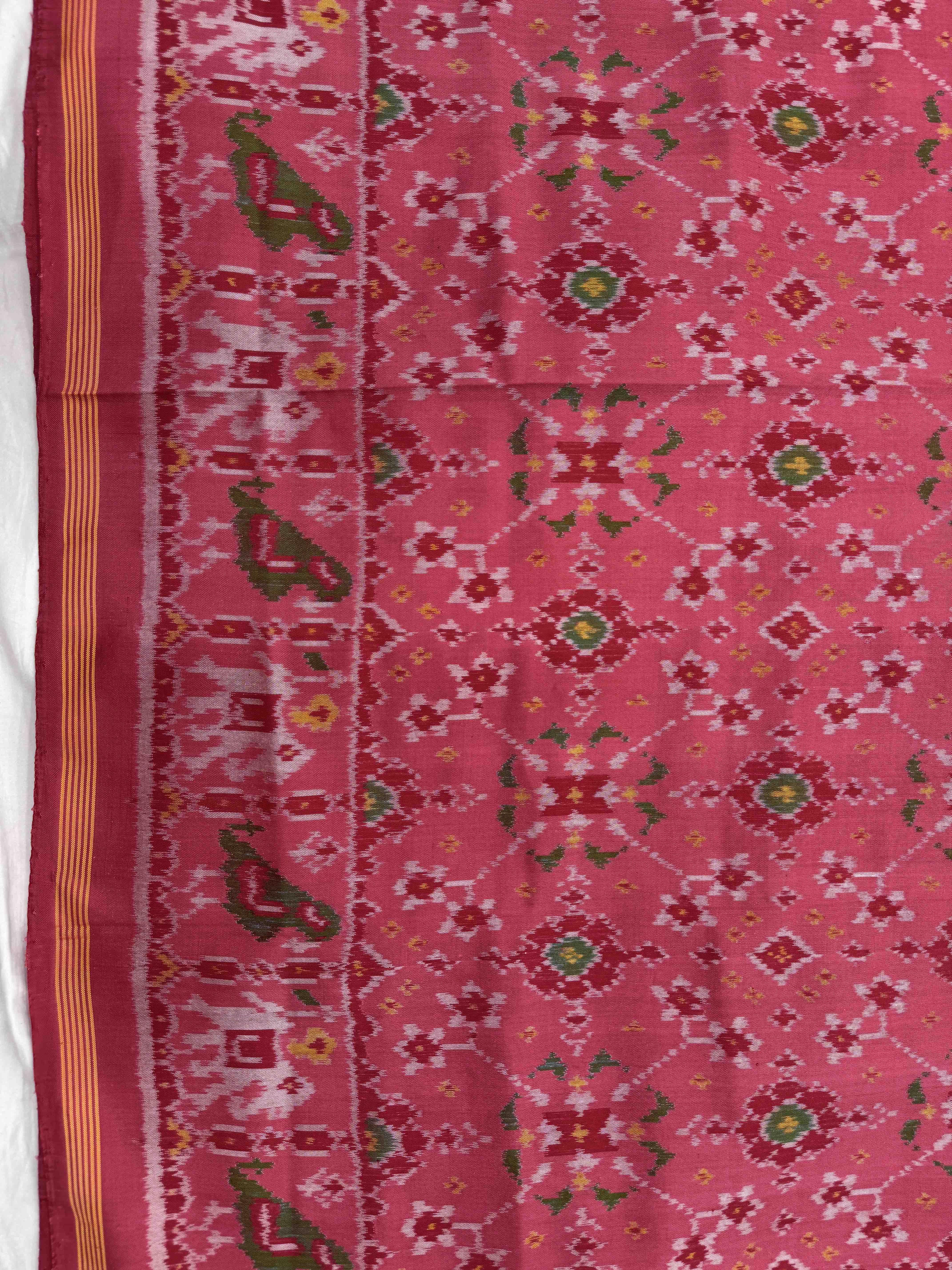 Peach Pink Navratan Single Ikat Patan Patola Saree