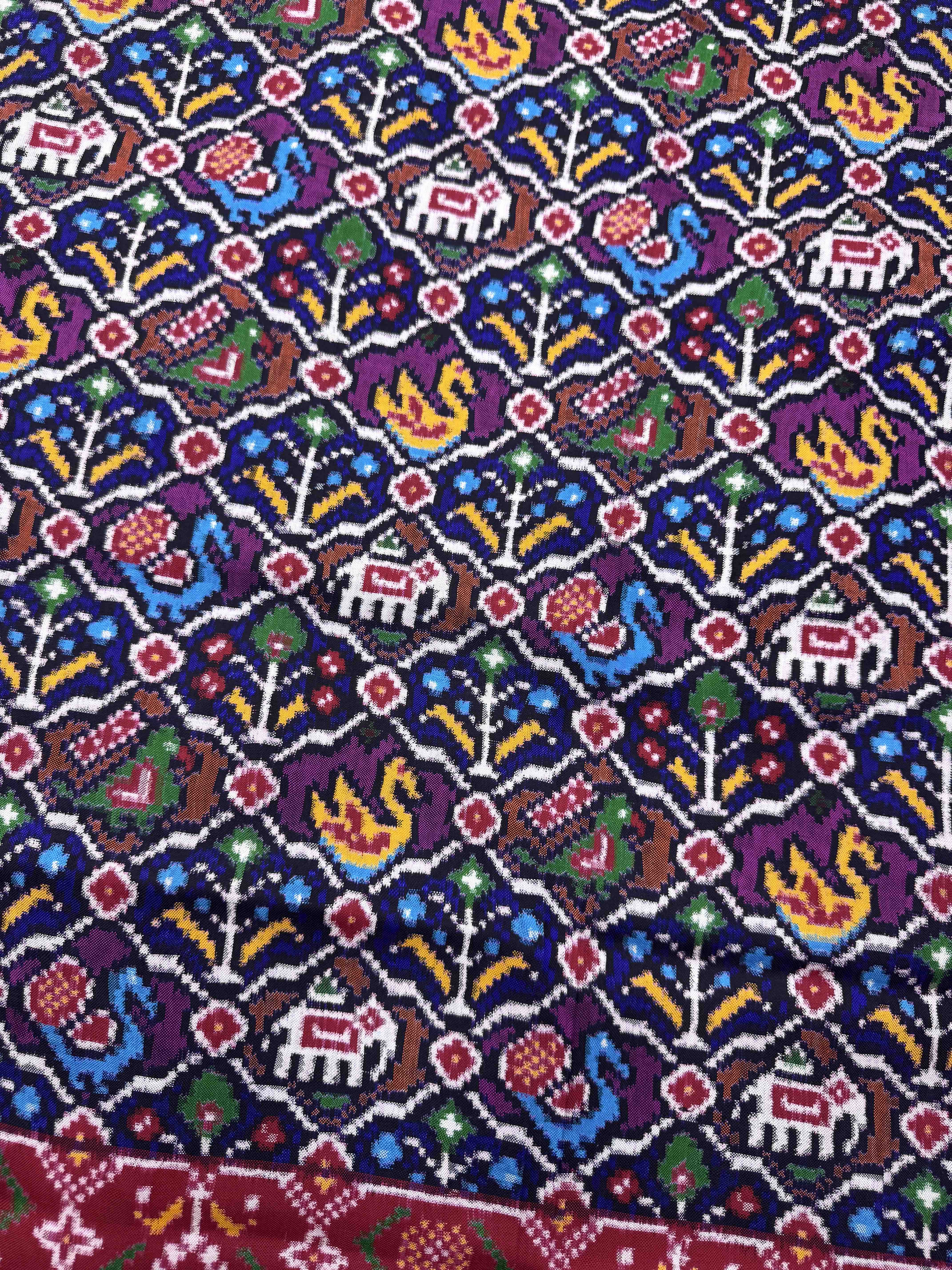 Red & Multicolor Small Narikunj Flower Double Ikat Patan Patola Saree