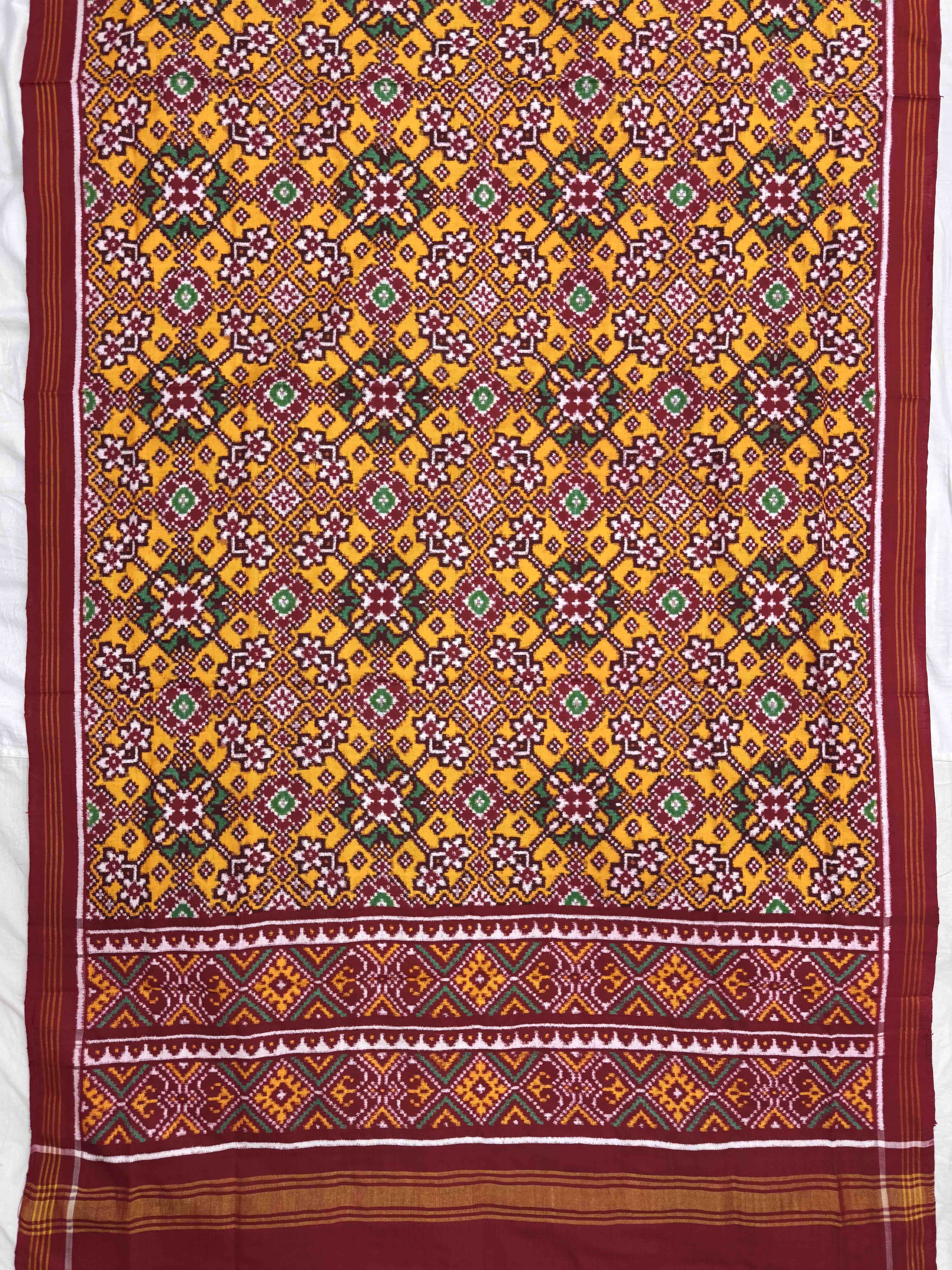 Red & Yellow Navratan Double Ikat Patola Patola Dupatta