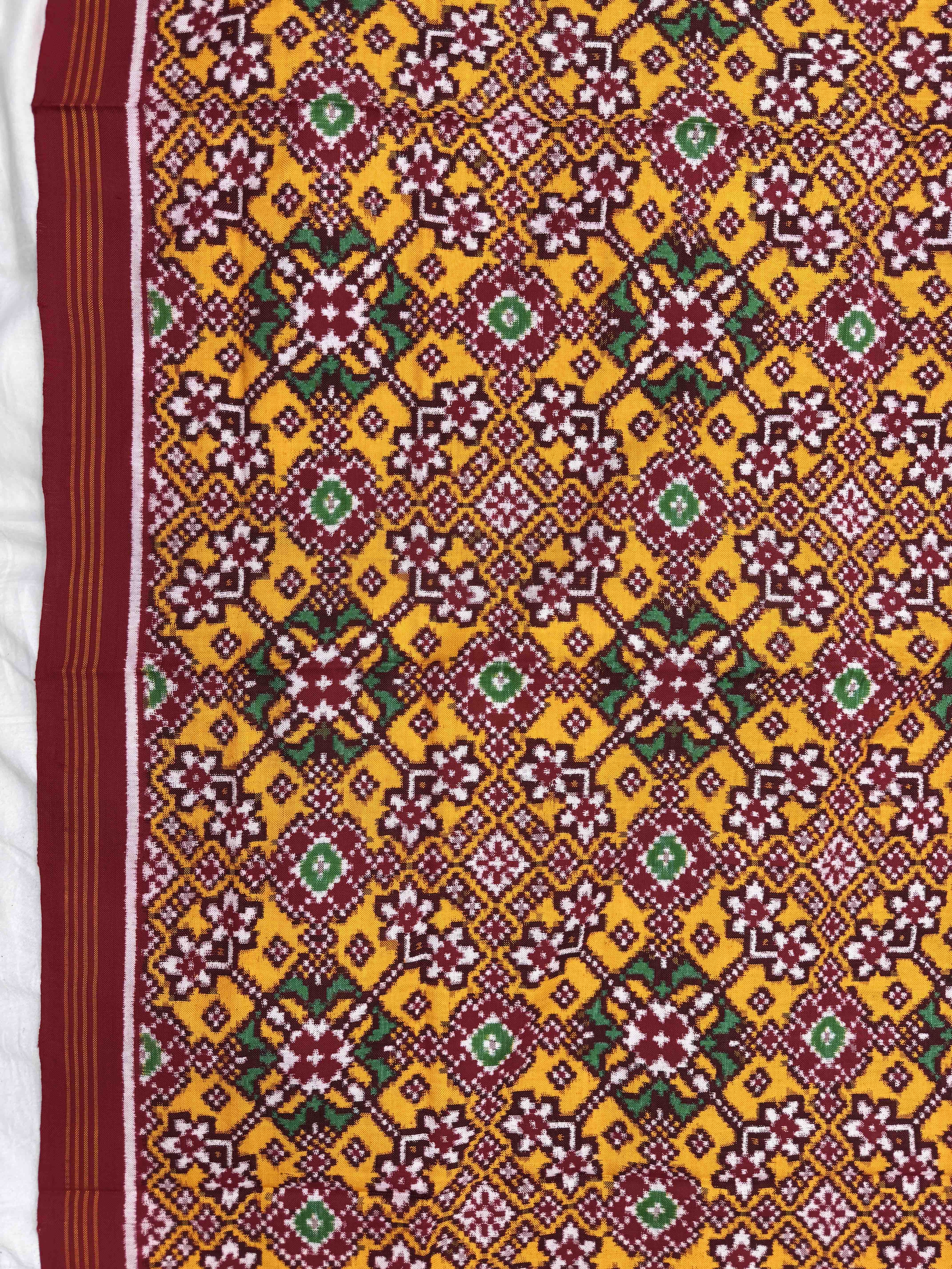Red & Yellow Navratan Double Ikat Patola Patola Dupatta