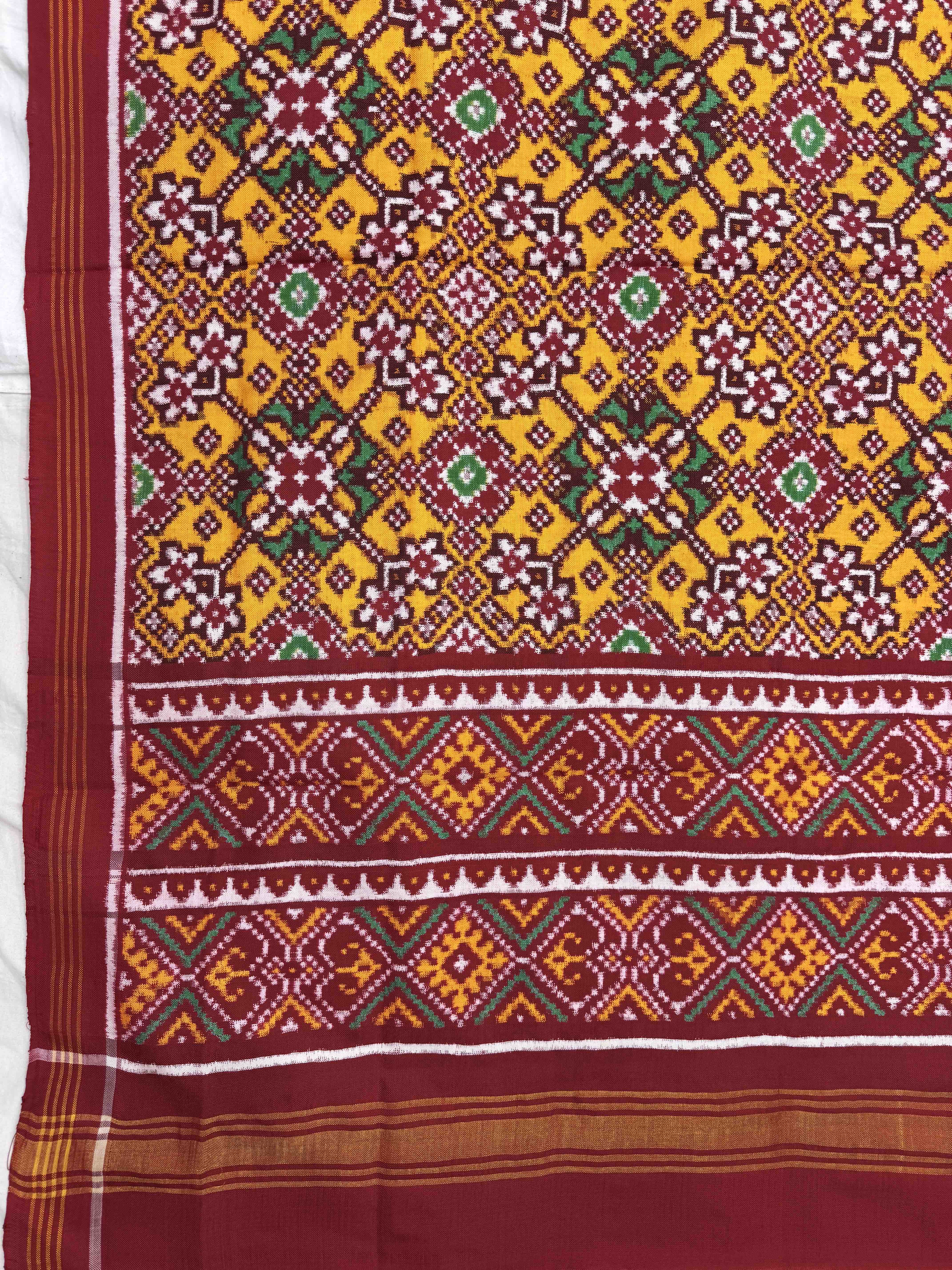 Red & Yellow Navratan Double Ikat Patola Patola Dupatta