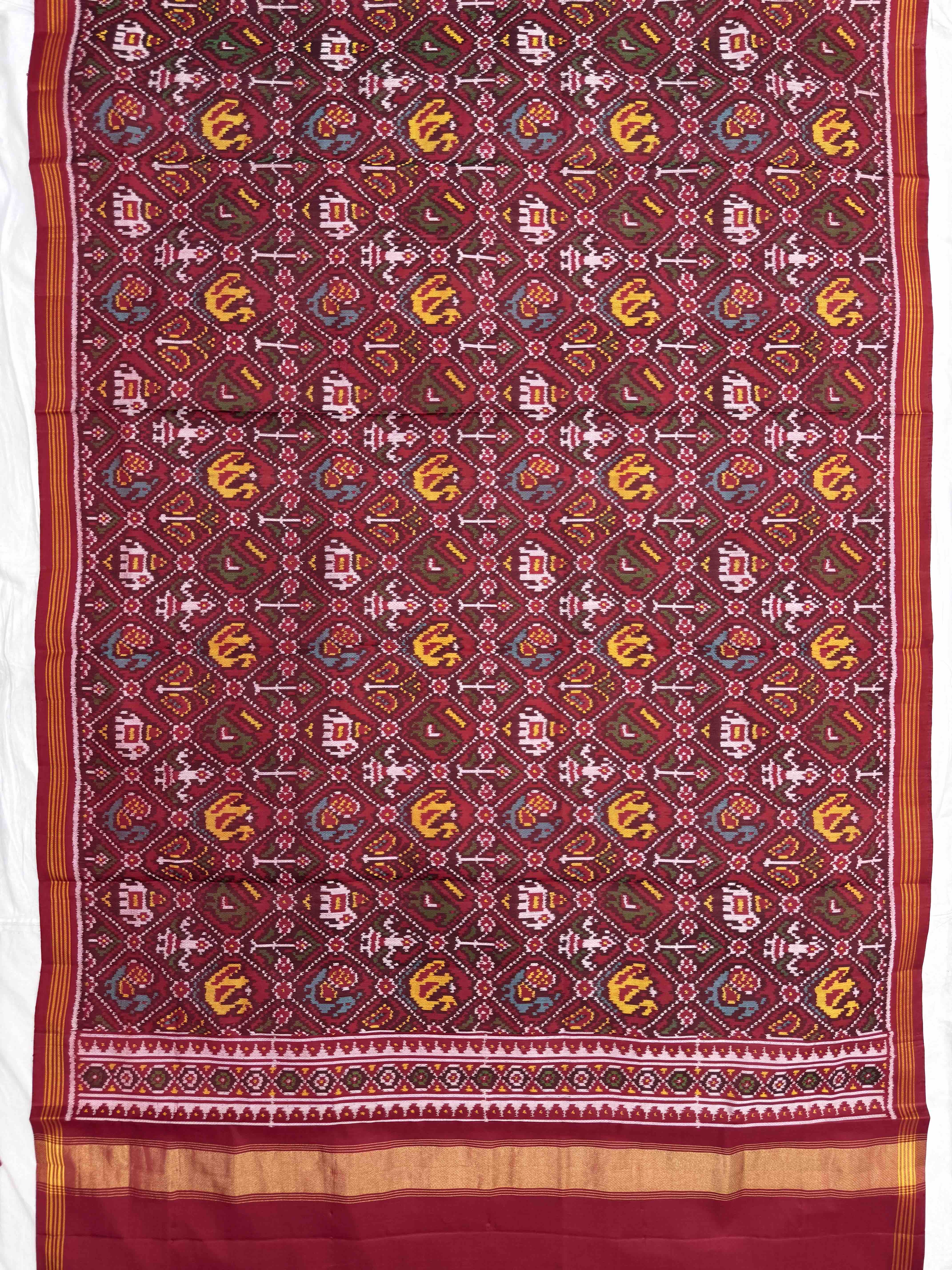 Red Narikunj Semi Double Ikat Patola Dupatta