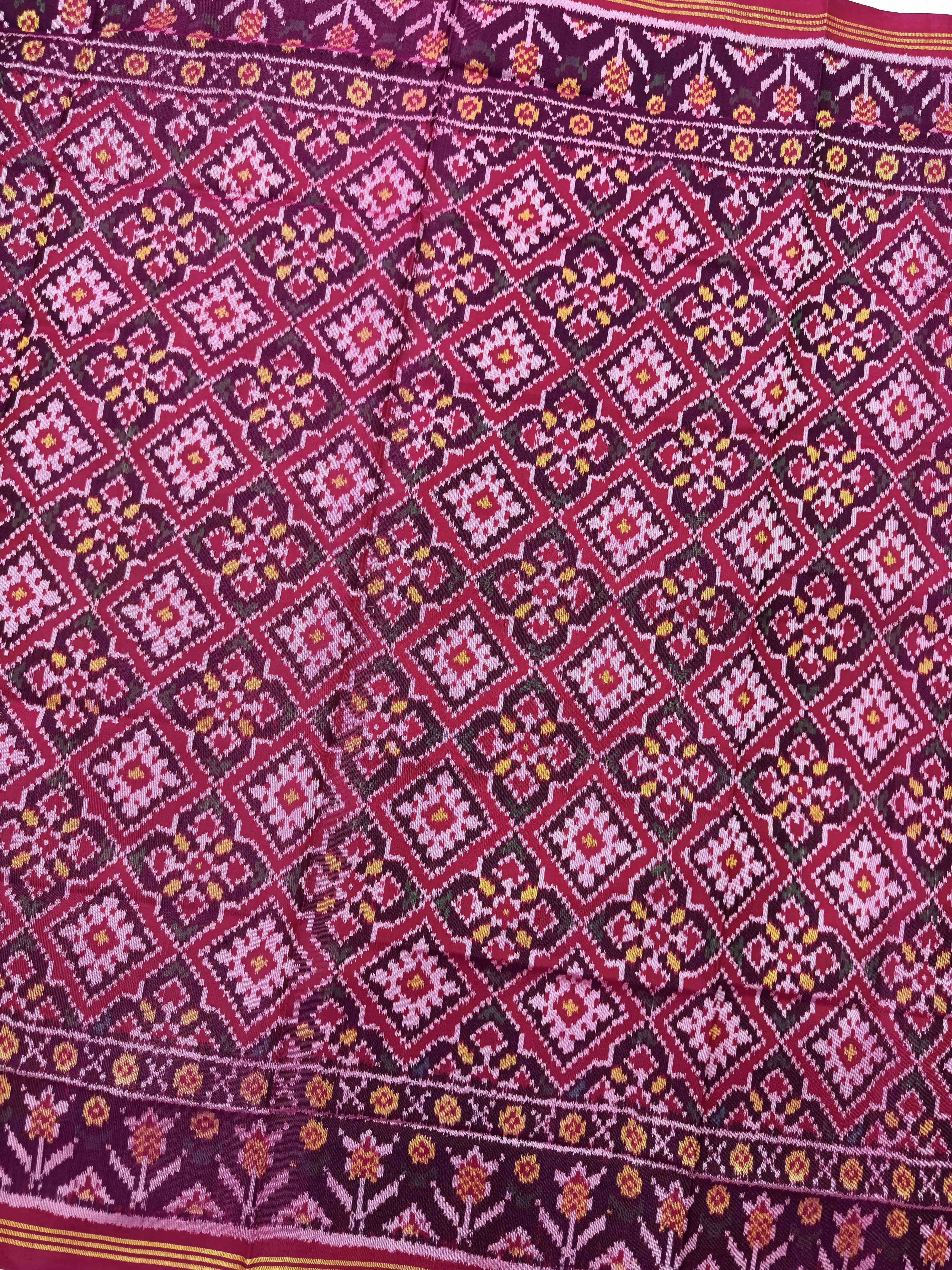 Pink Panchanda Semi Double Ikat Patola Dupatta