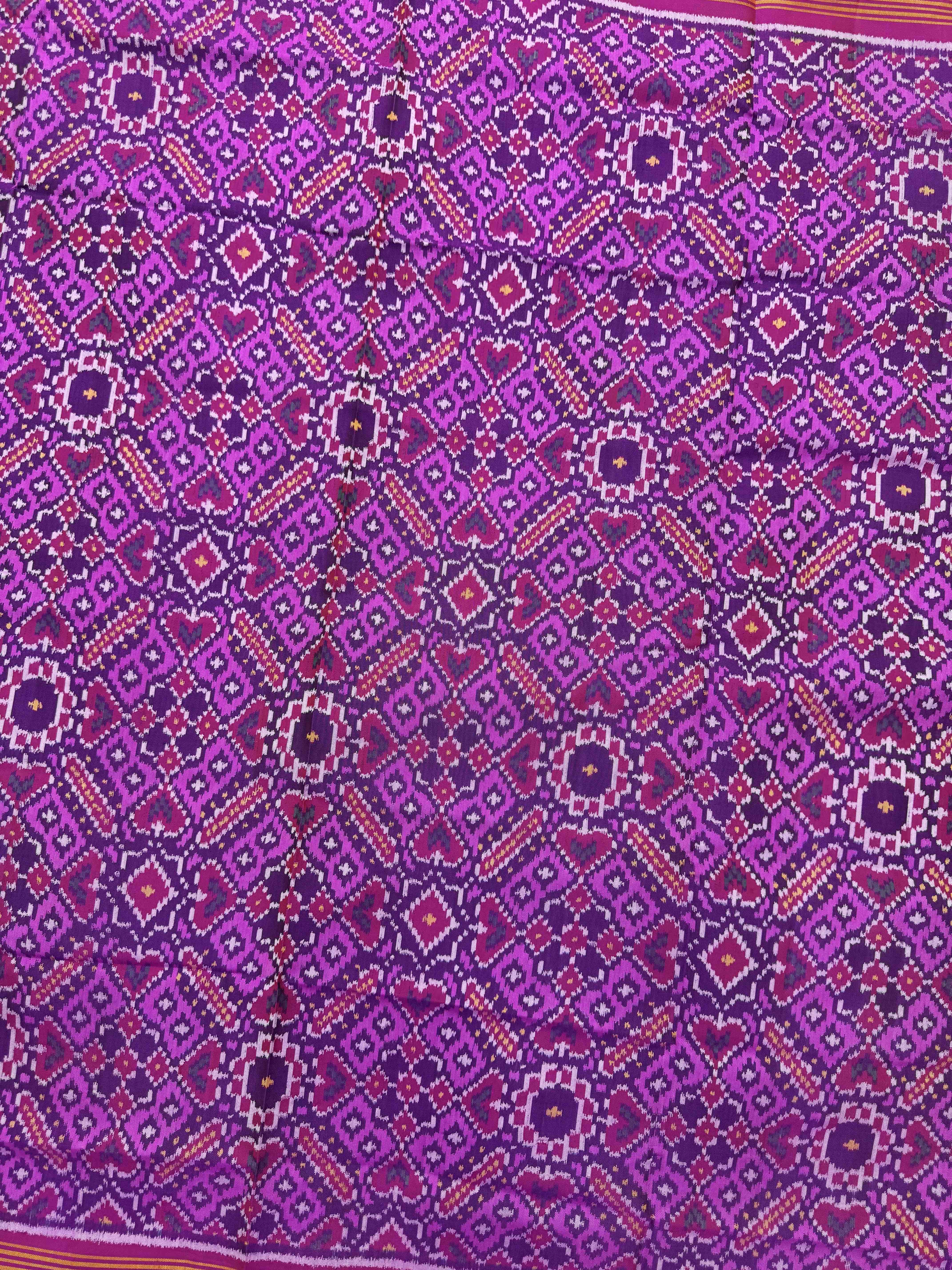 Pink & Purple Manekchowk Semi Double Ikat Patola Dupatta