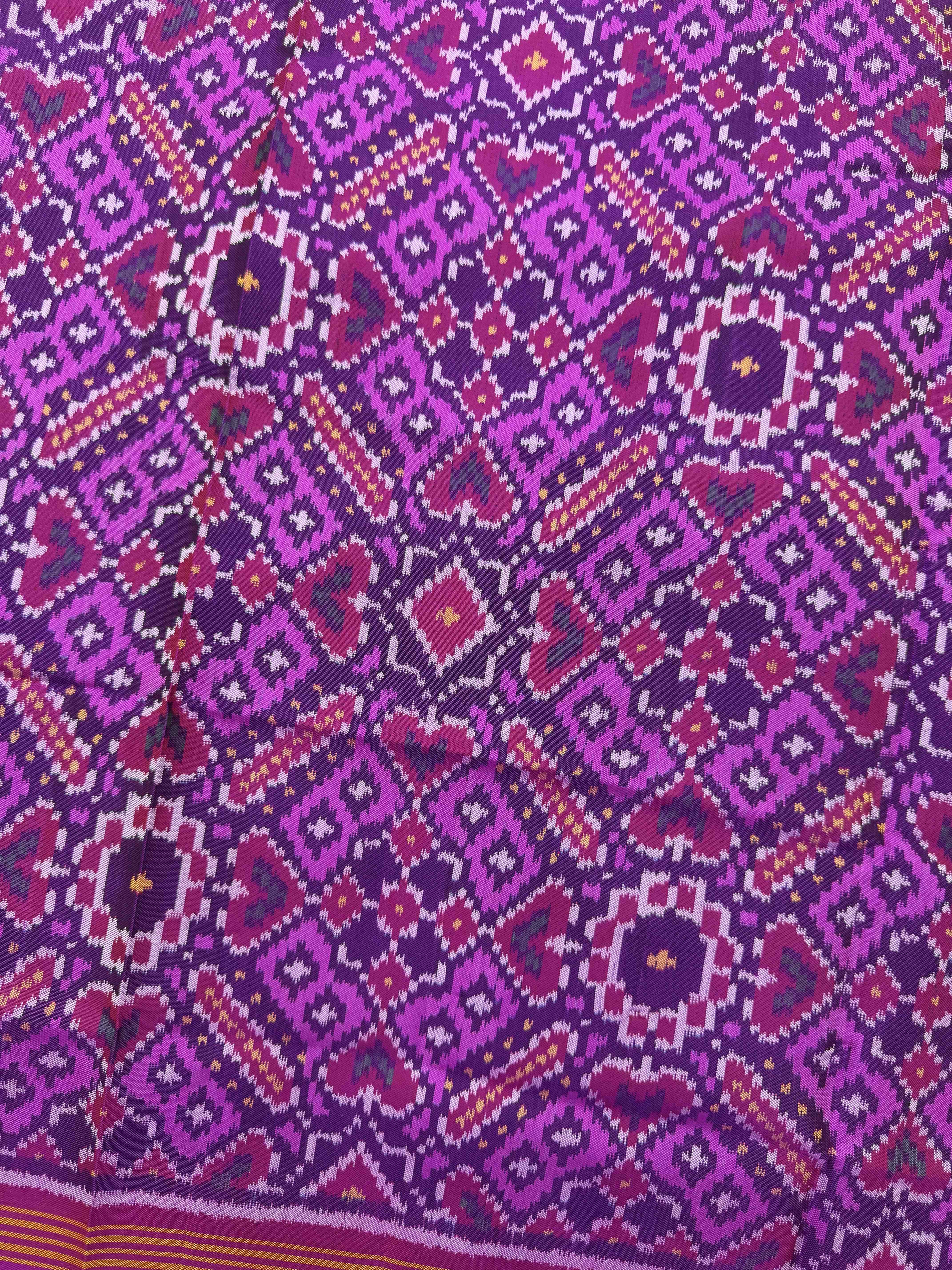 Pink & Purple Manekchowk Semi Double Ikat Patola Dupatta