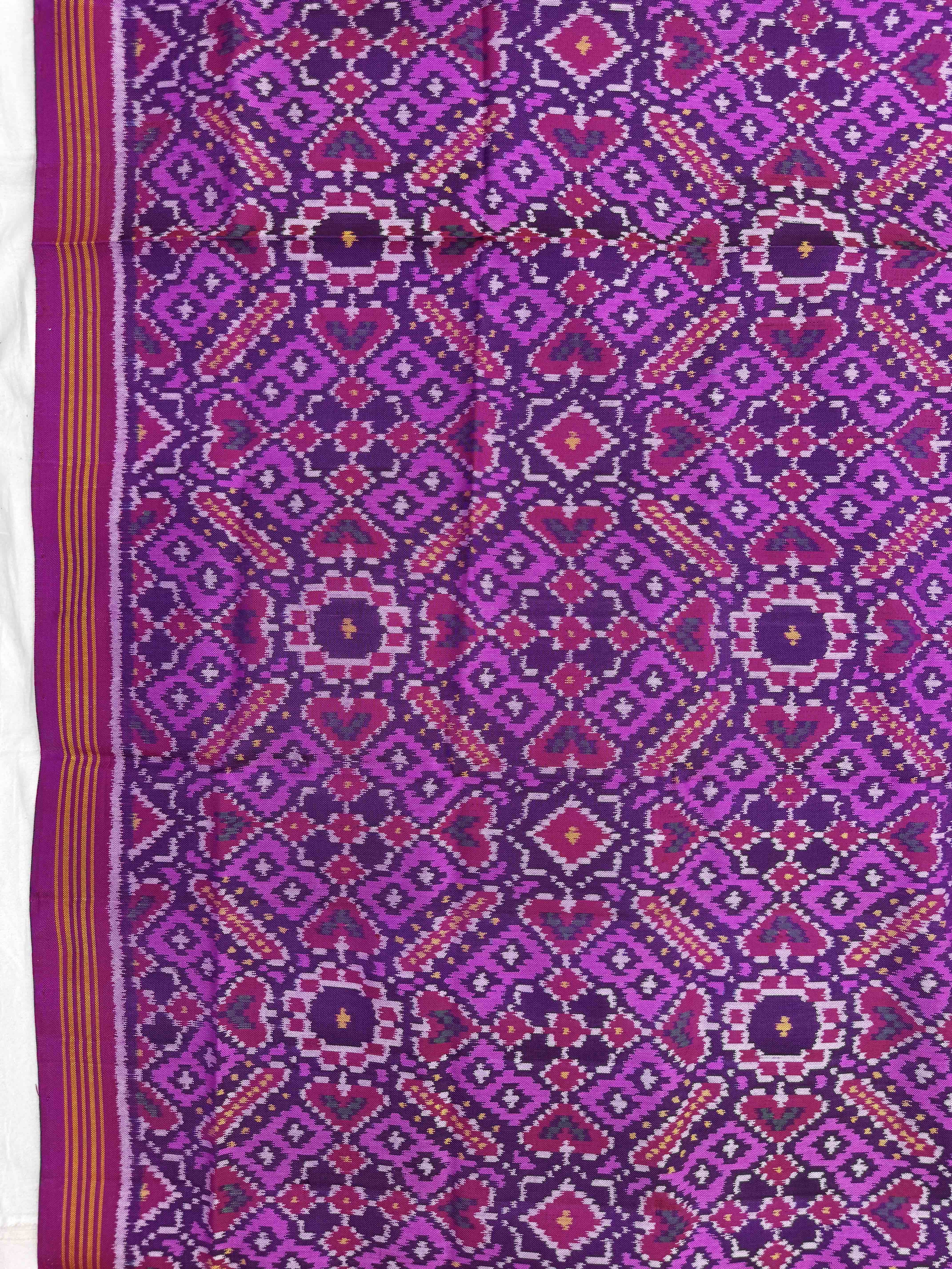 Pink & Purple Manekchowk Semi Double Ikat Patola Dupatta