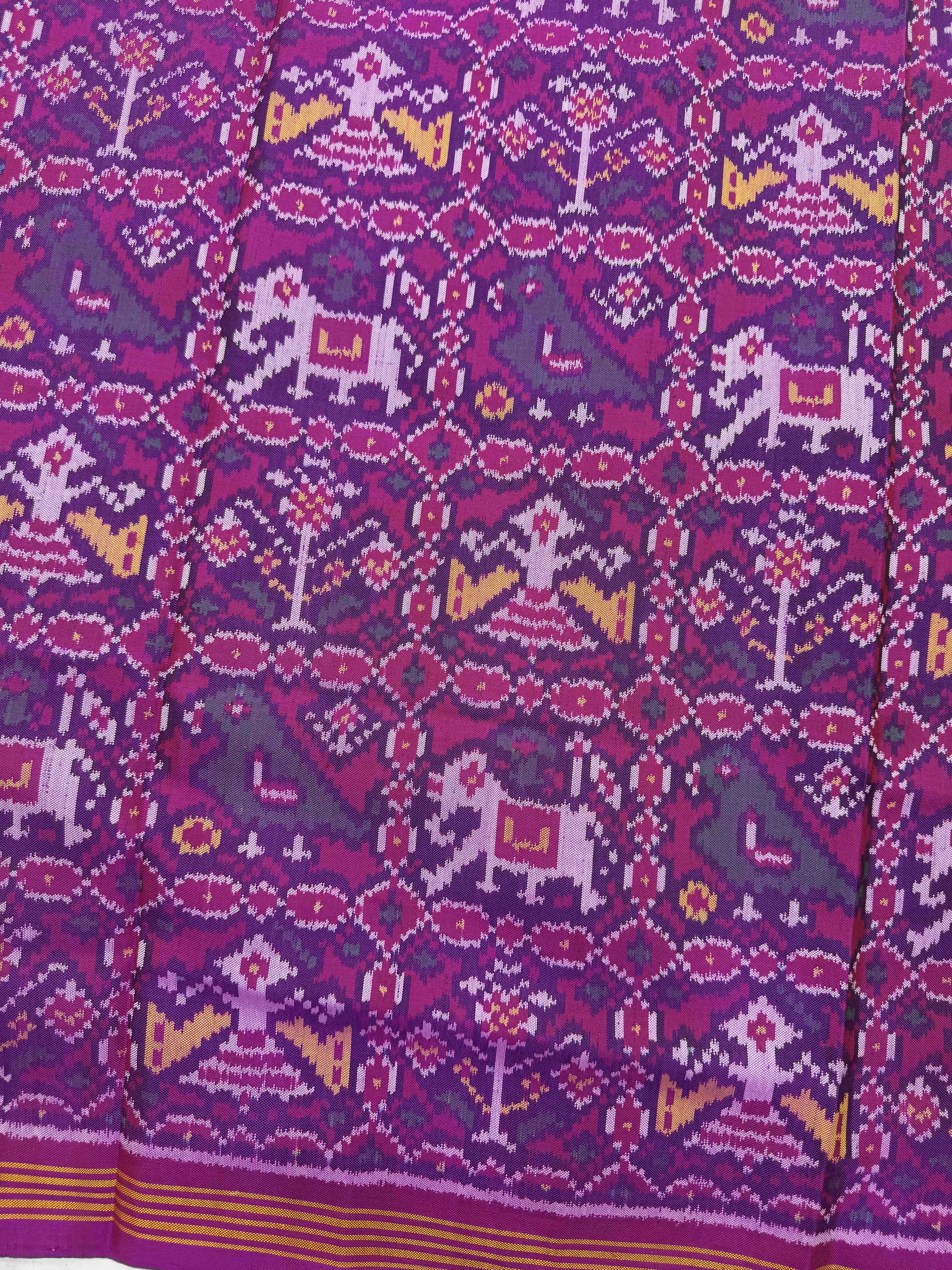 Pink & Purple Narikunj Semi Double Ikat Patola Dupatta