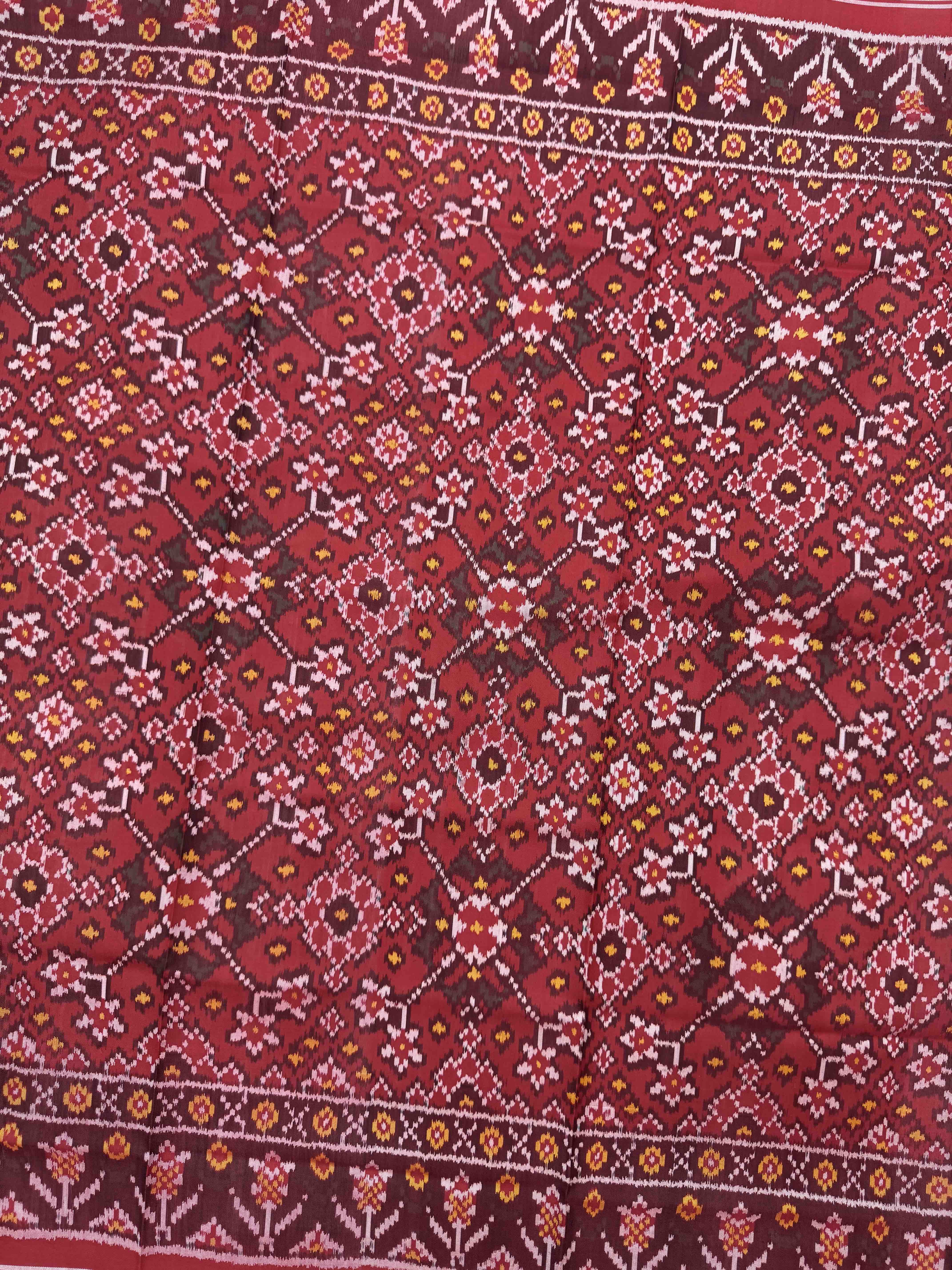 Red Navratan Semi Double Ikat Patola Dupatta