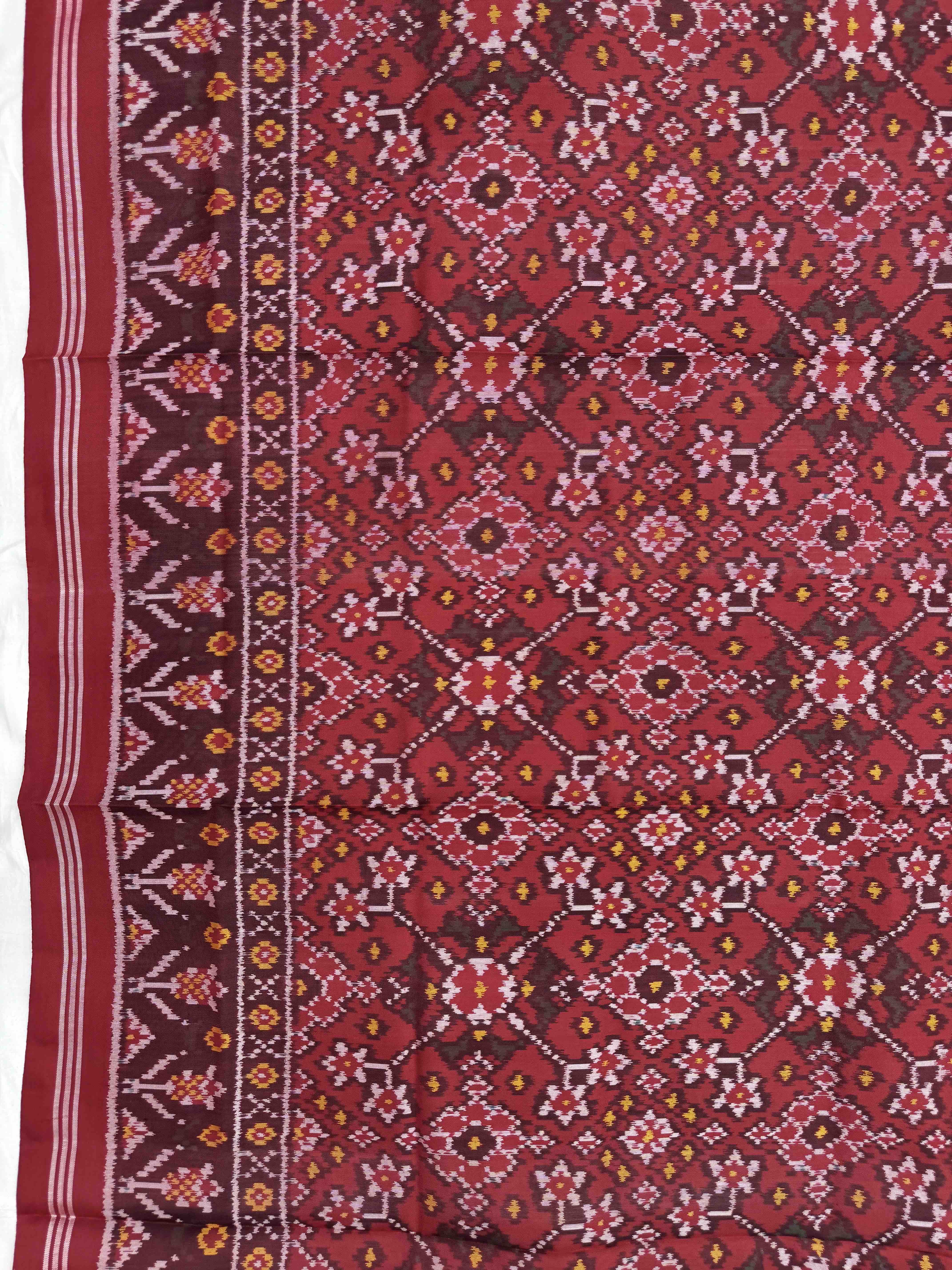 Red Navratan Semi Double Ikat Patola Dupatta