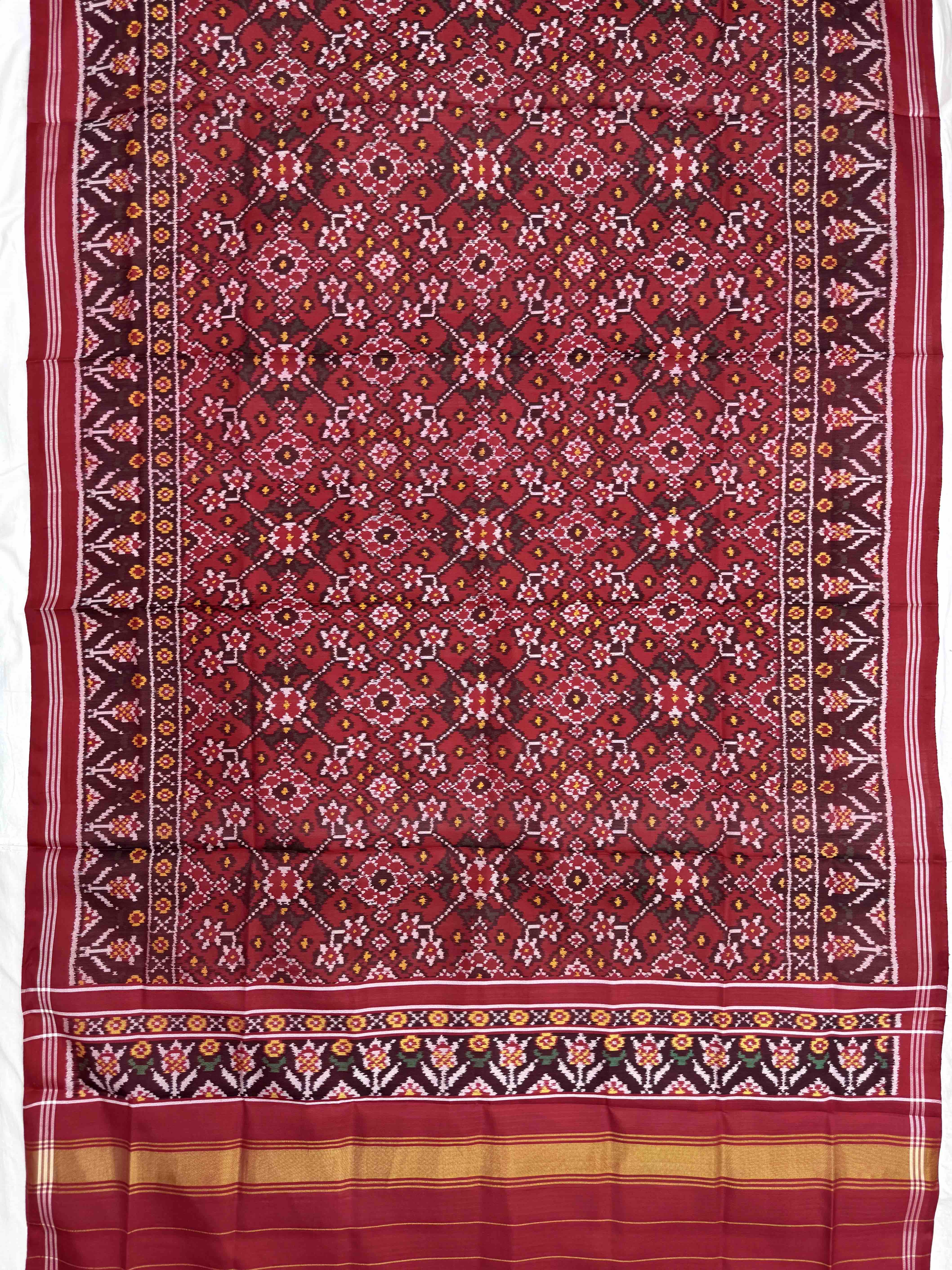 Red Navratan Semi Double Ikat Patola Dupatta