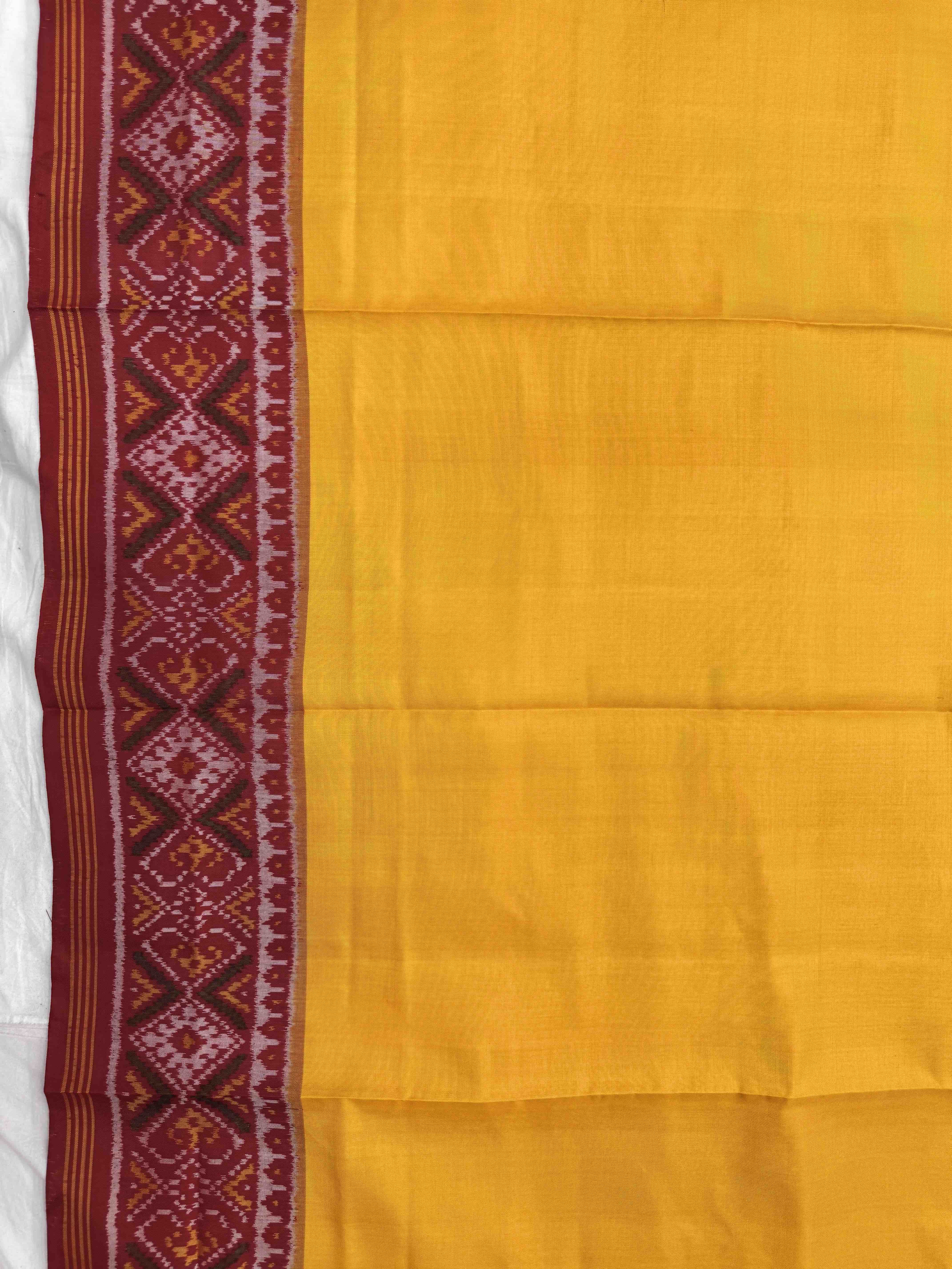 Yellow Plain Ganga Jamuna Semi Double Ikat Patola Dupatta