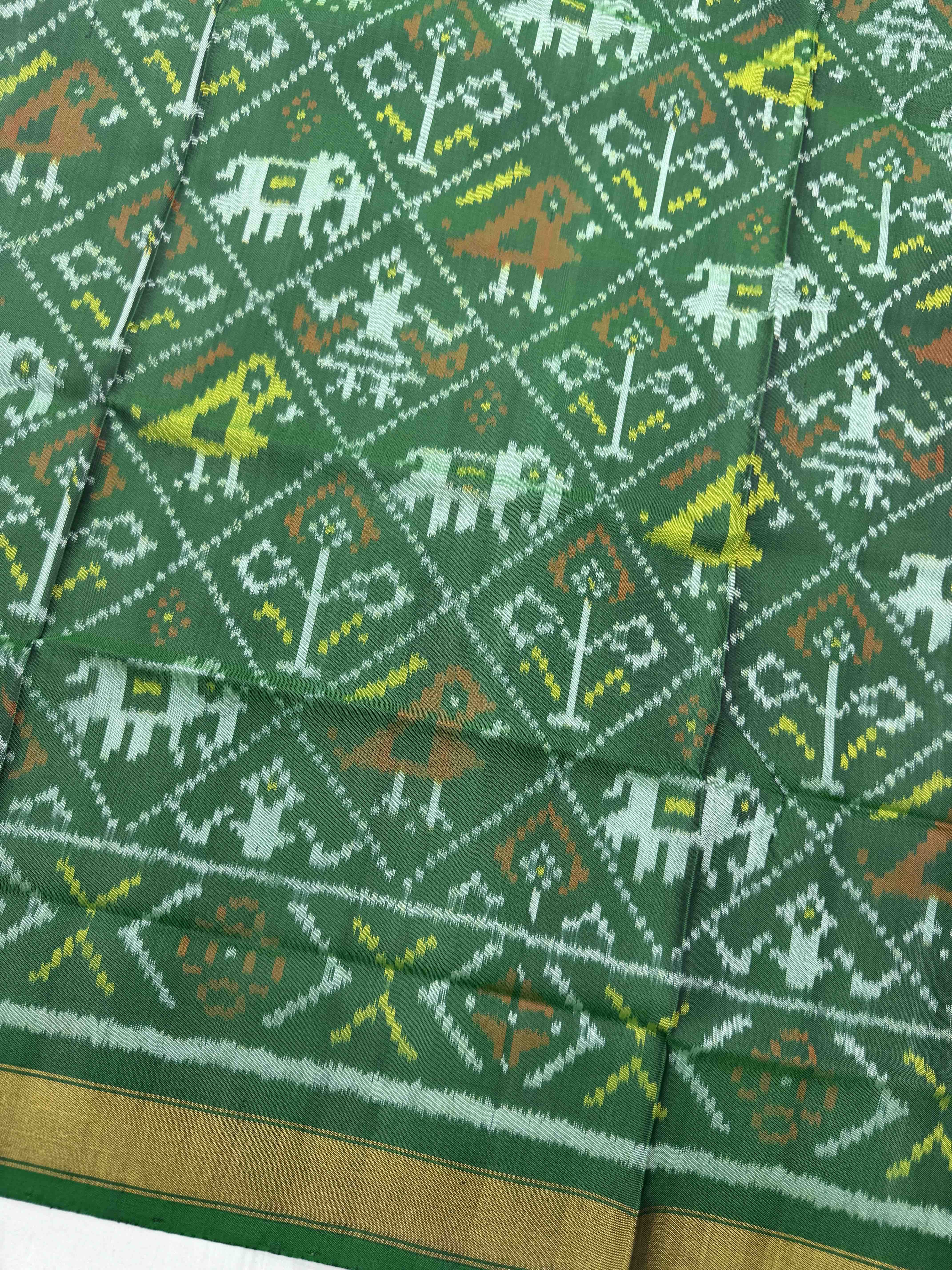 Green Narikunj Single Ikat Patola Dupatta
