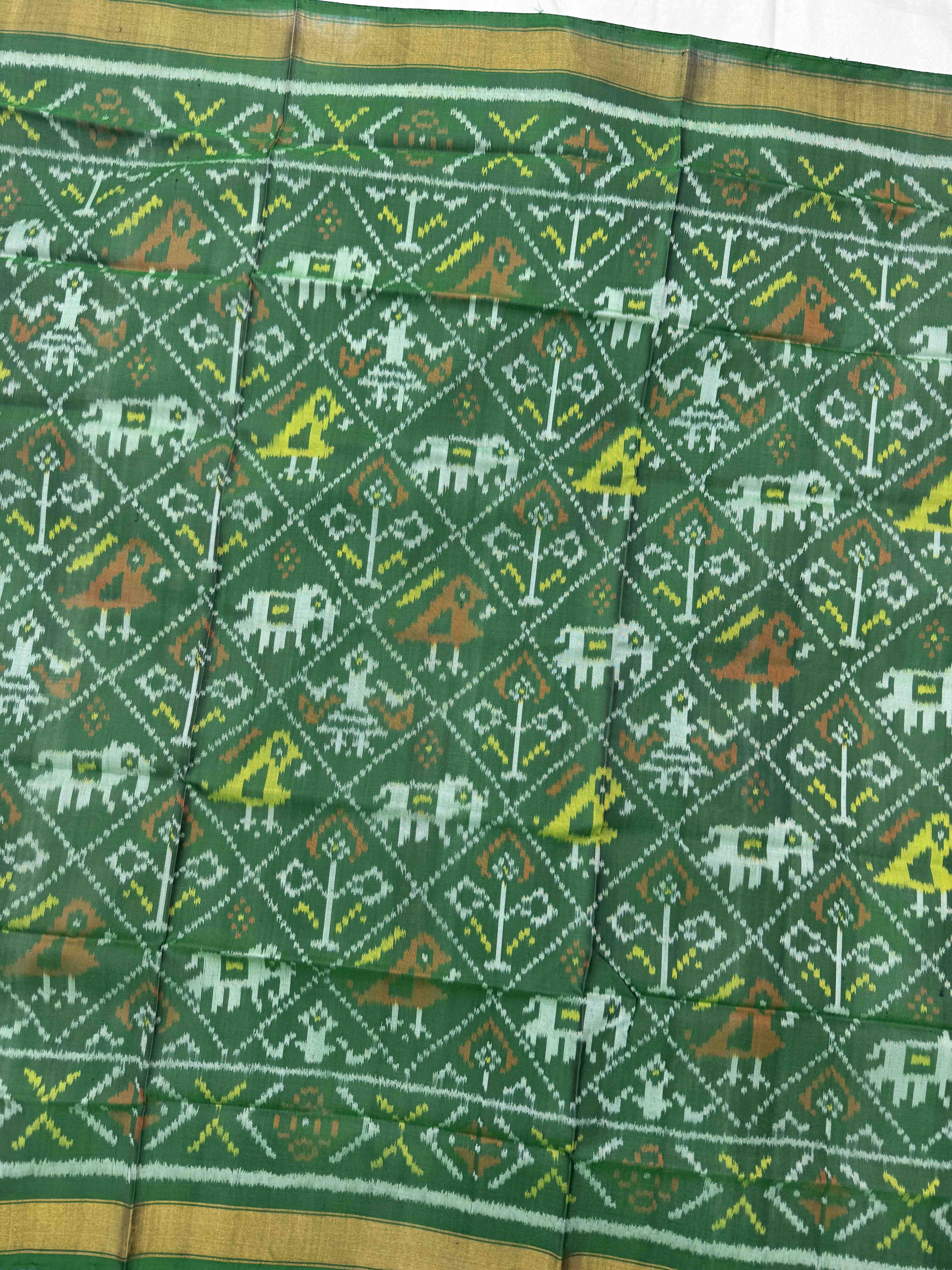 Green Narikunj Single Ikat Patola Dupatta