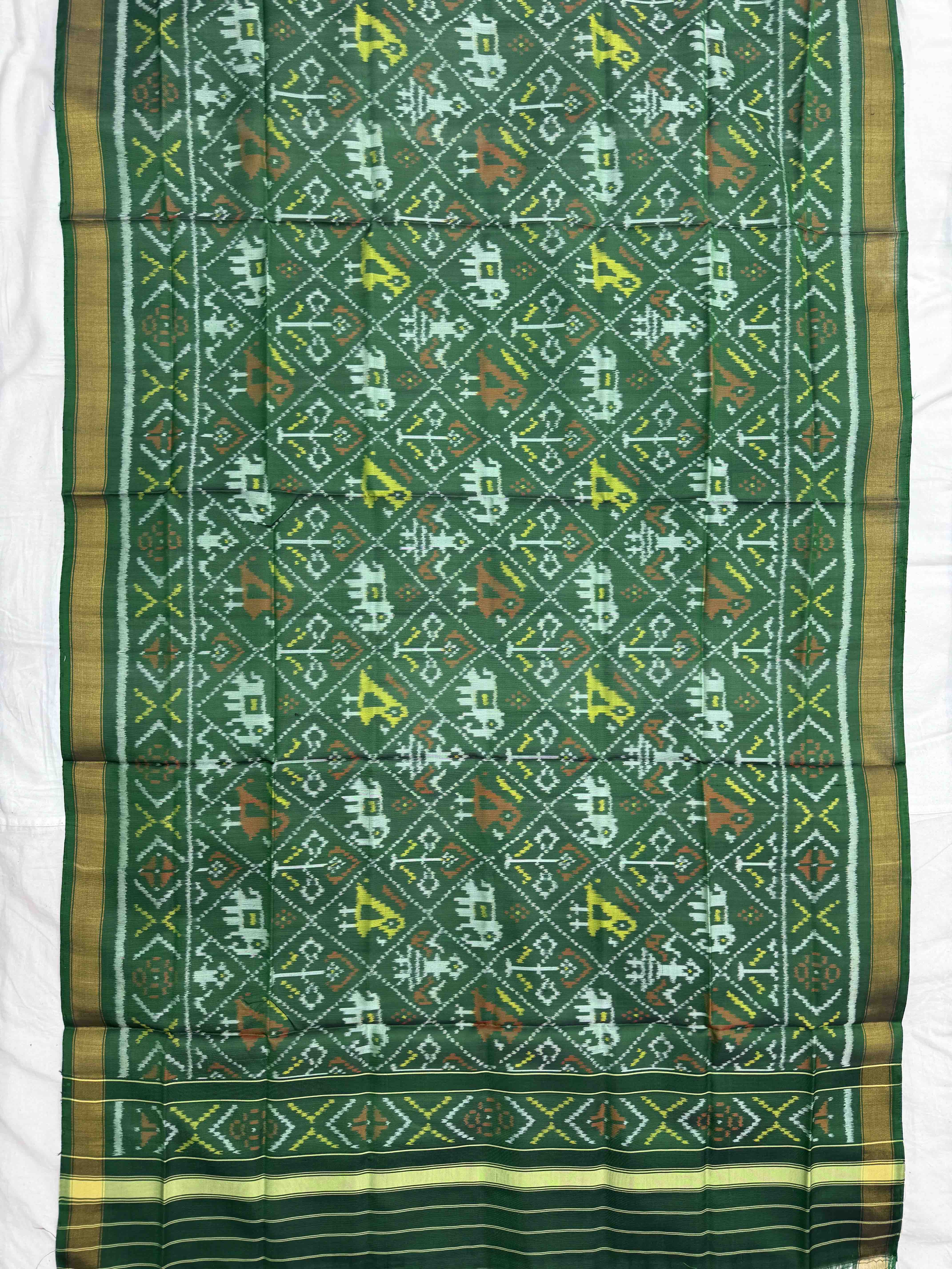 Green Narikunj Single Ikat Patola Dupatta