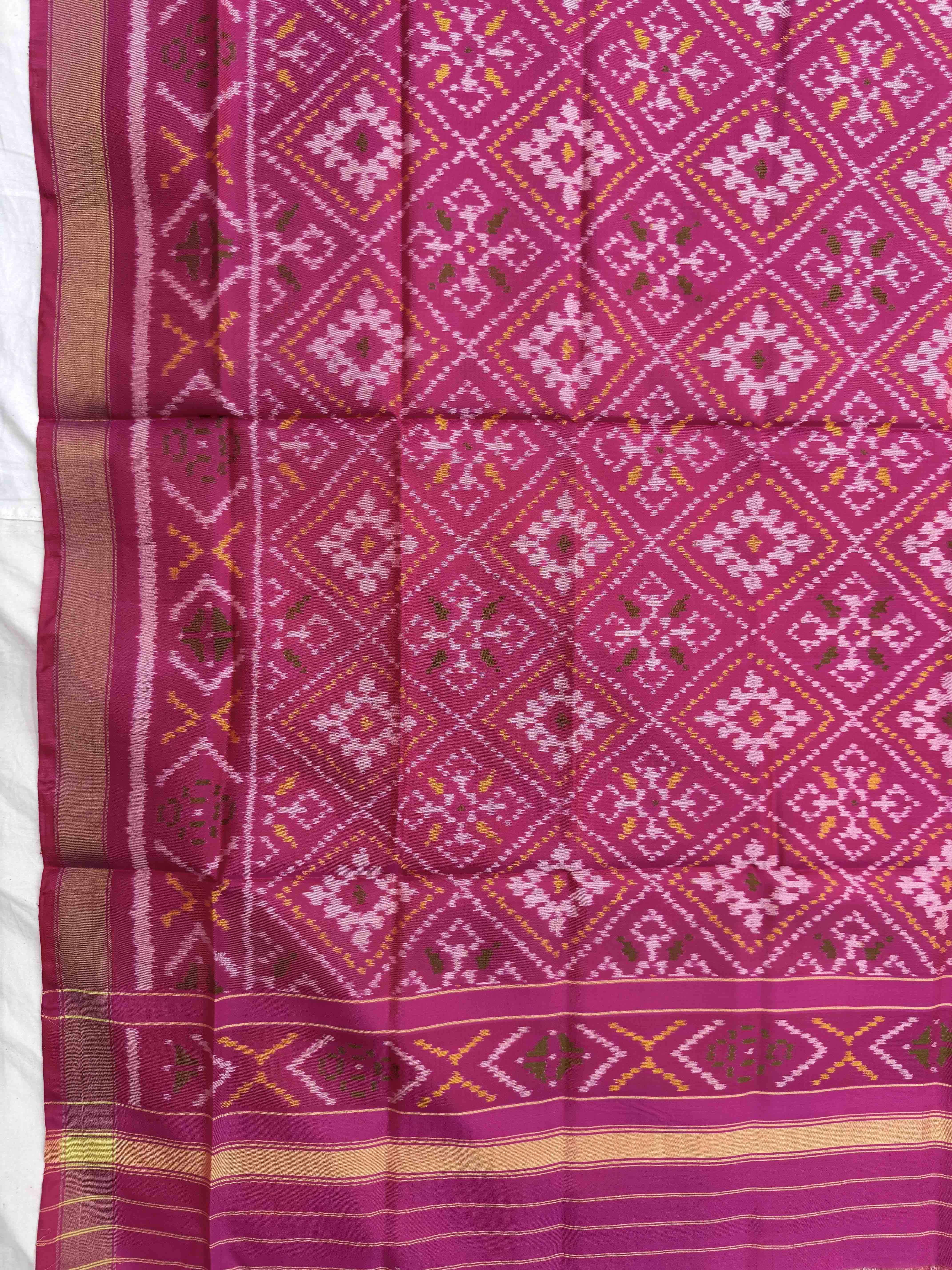 Pink Chanda Bhat Single Ikat Patola Dupatta