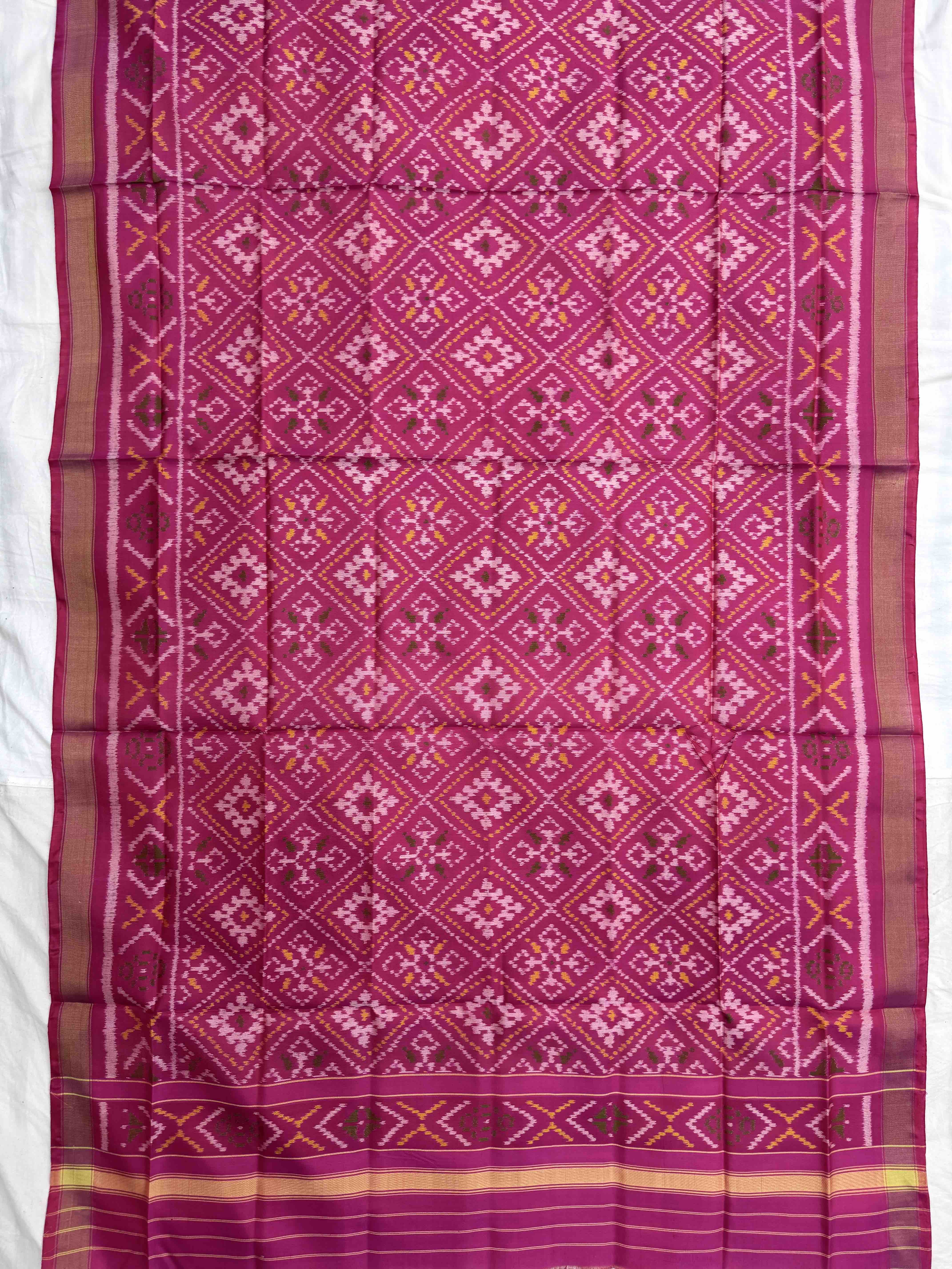 Pink Chanda Bhat Single Ikat Patola Dupatta