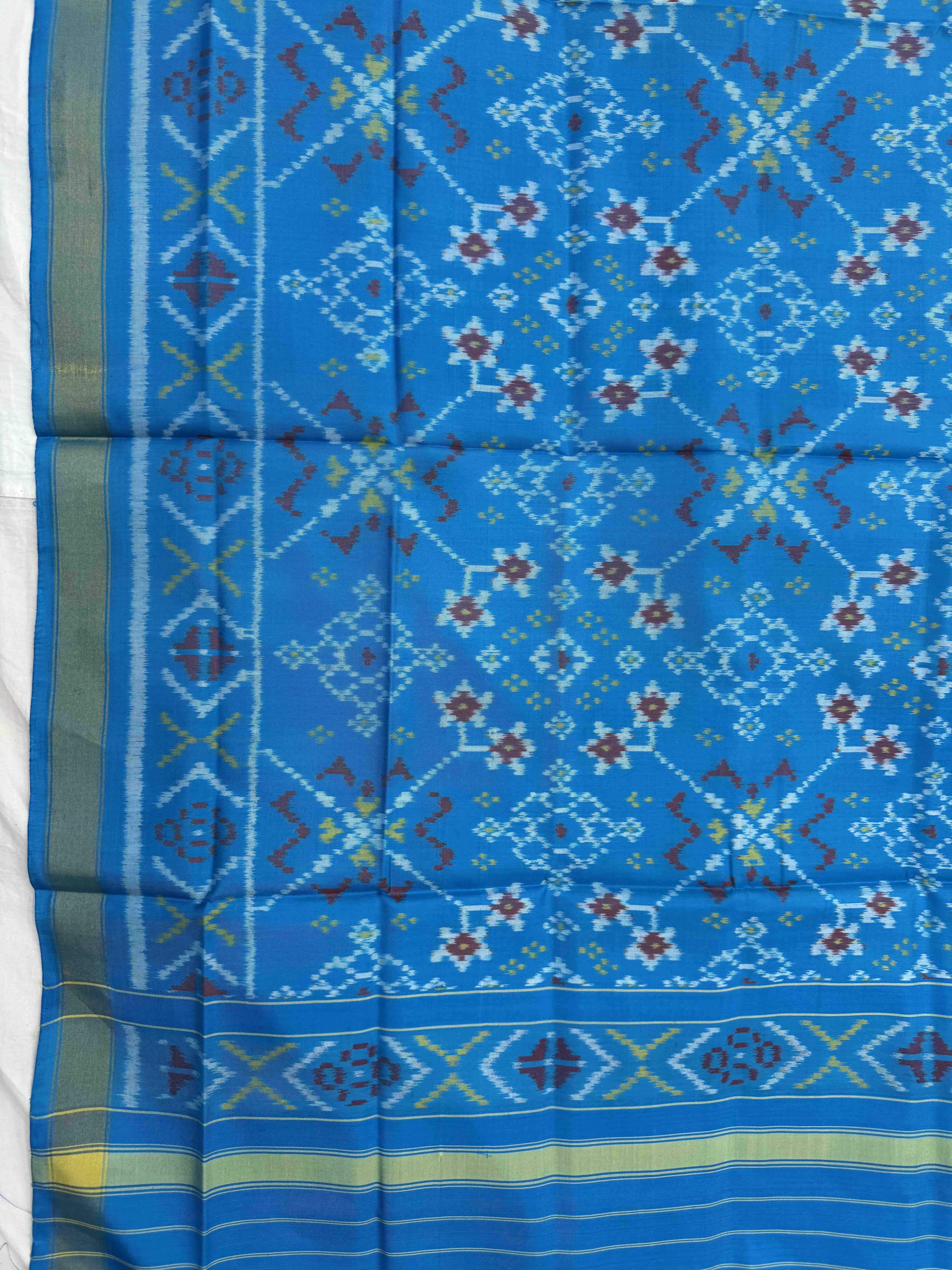 Sky Blue Navratan Single Ikat Patola Dupatta