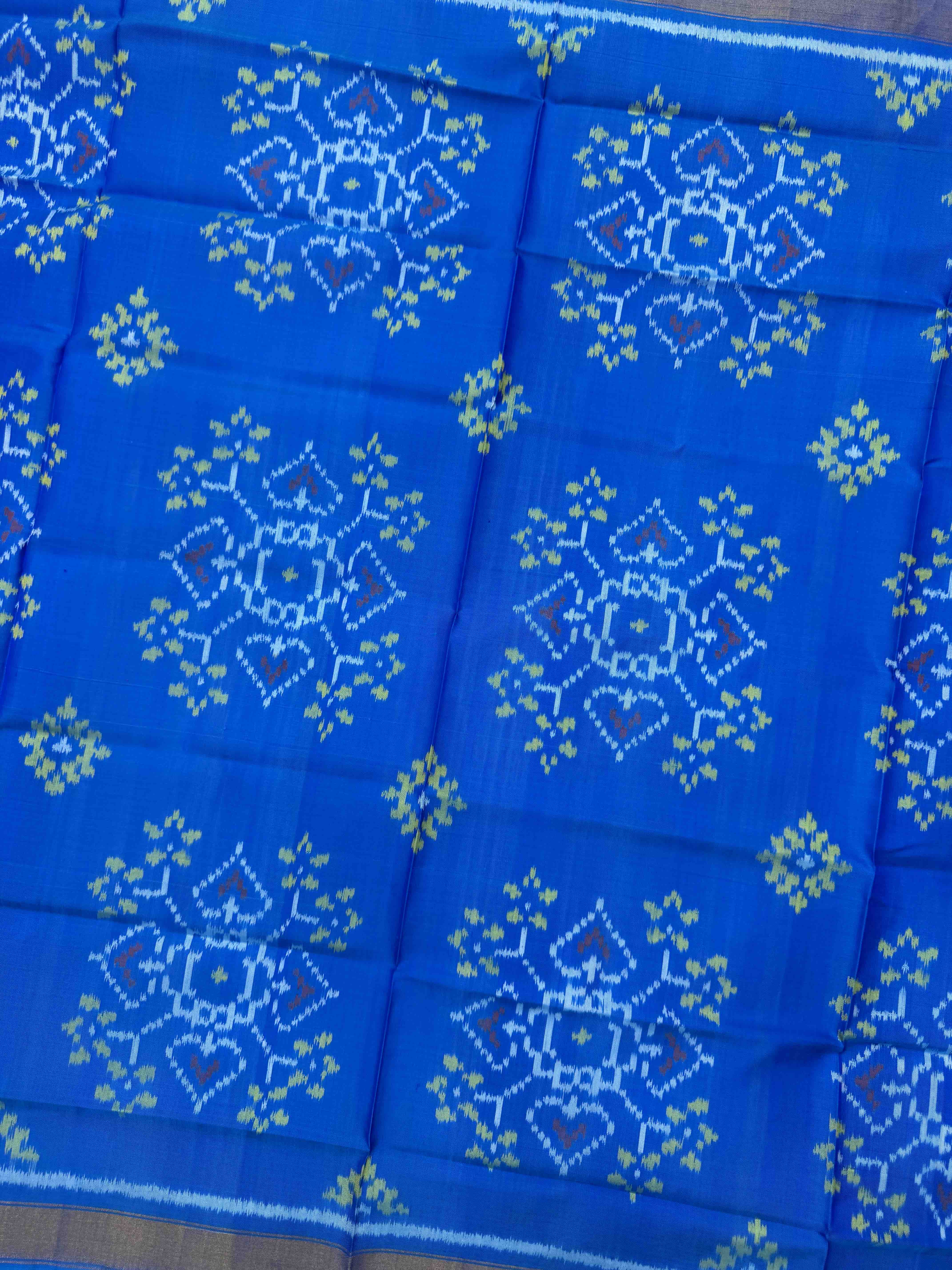Blue Manekchowk Single Ikat Patola Dupatta