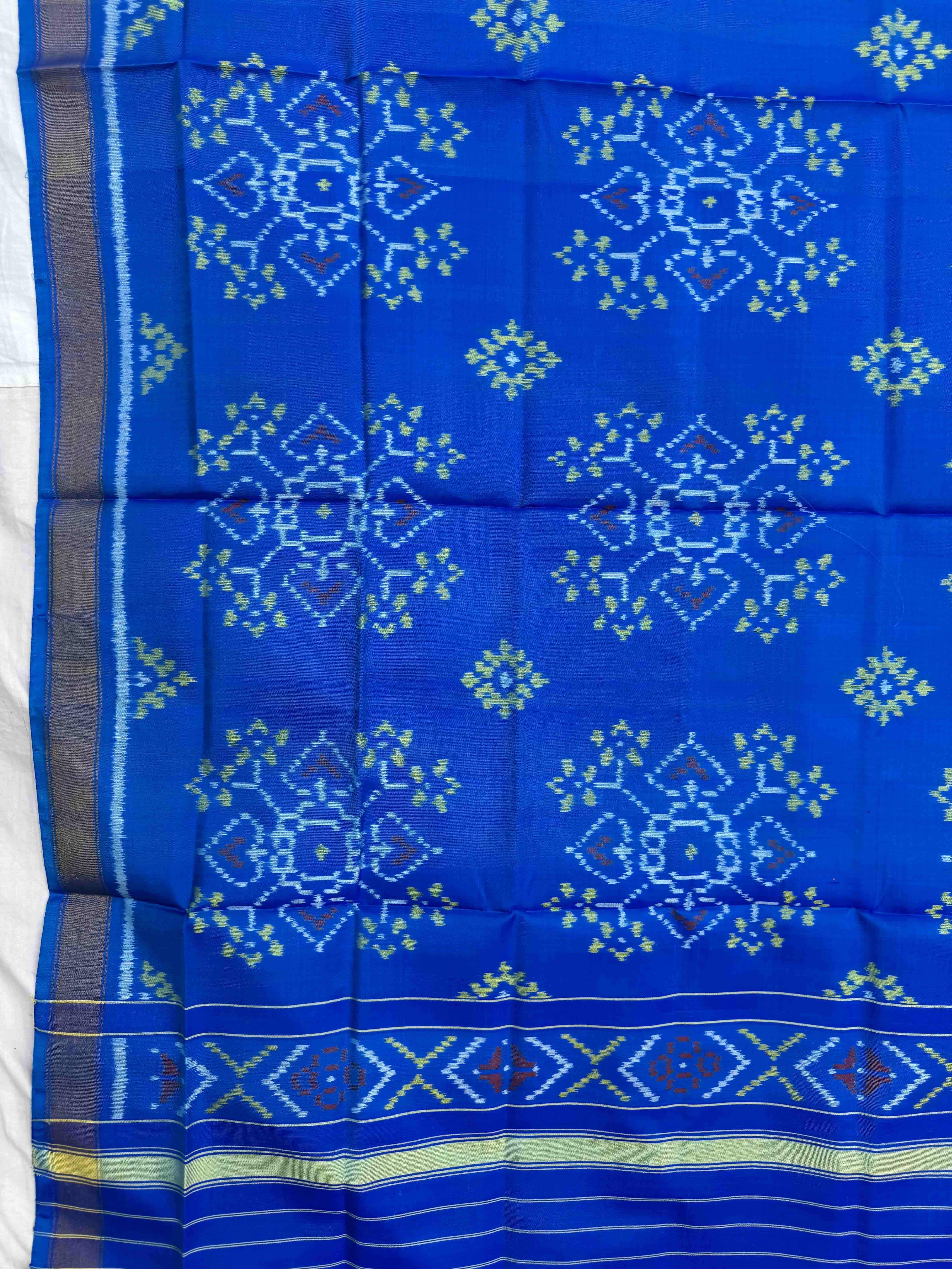 Blue Manekchowk Single Ikat Patola Dupatta