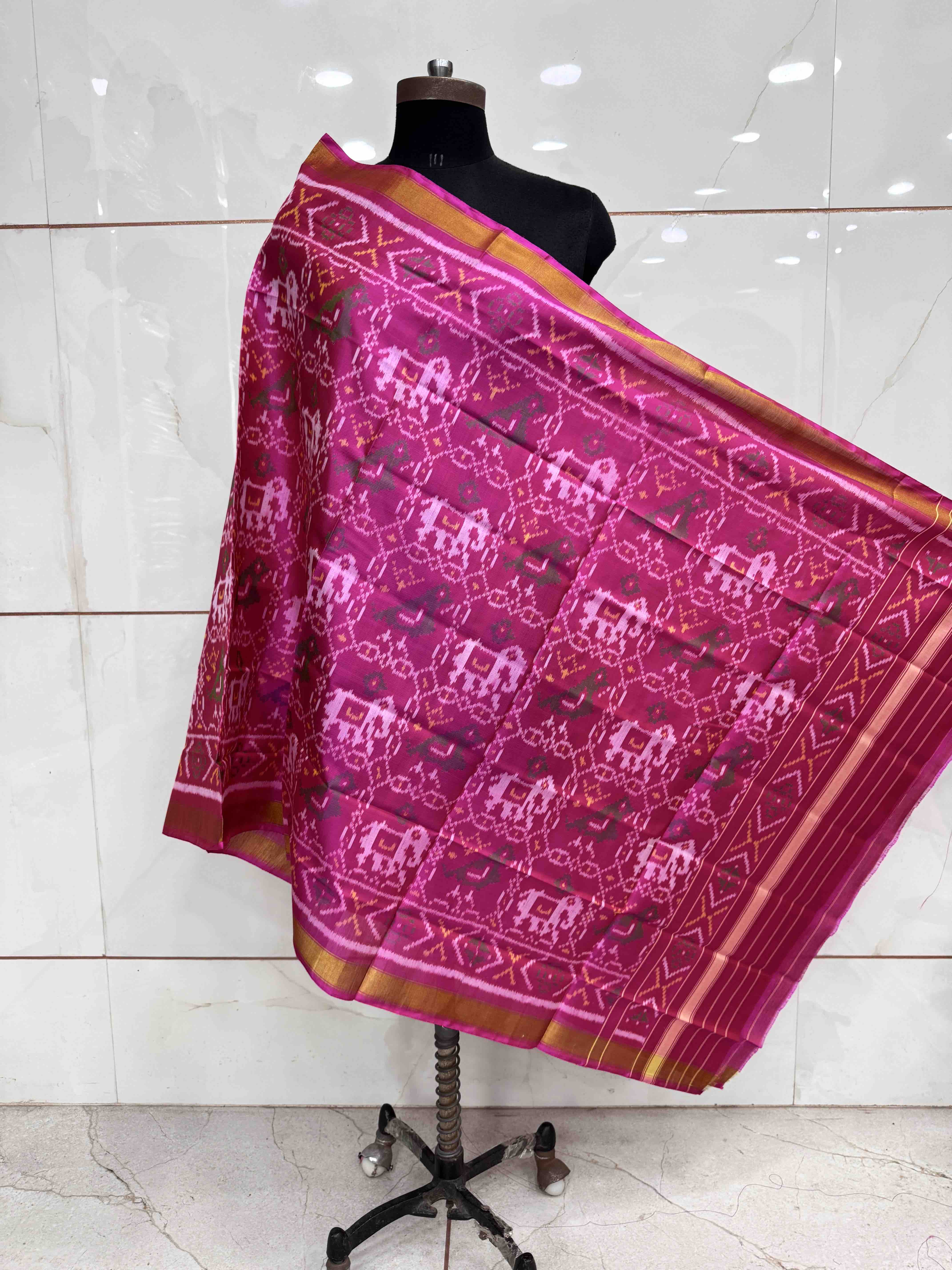Pink Narikunj Single Ikat Patola Dupatta