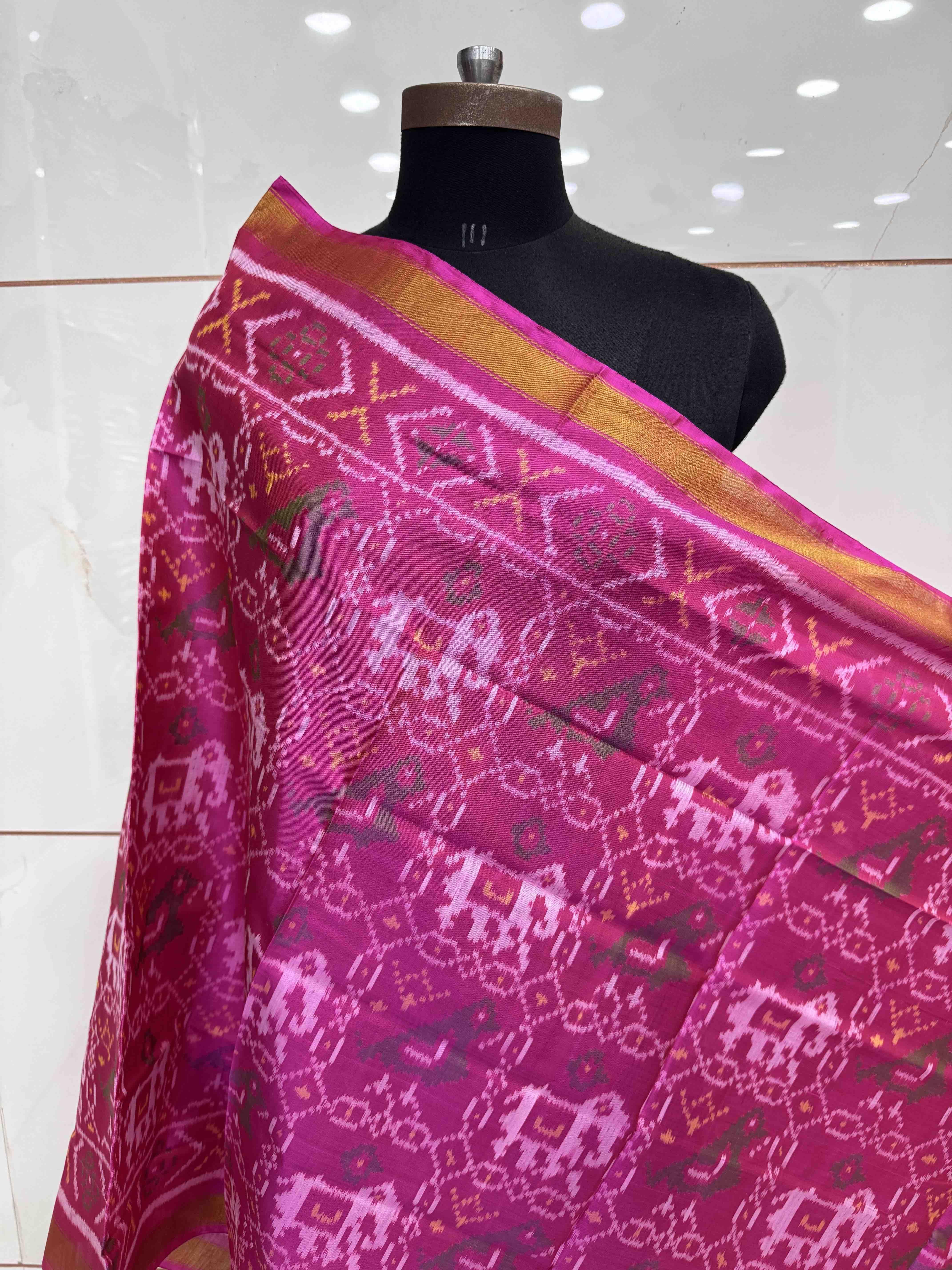 Pink Narikunj Single Ikat Patola Dupatta