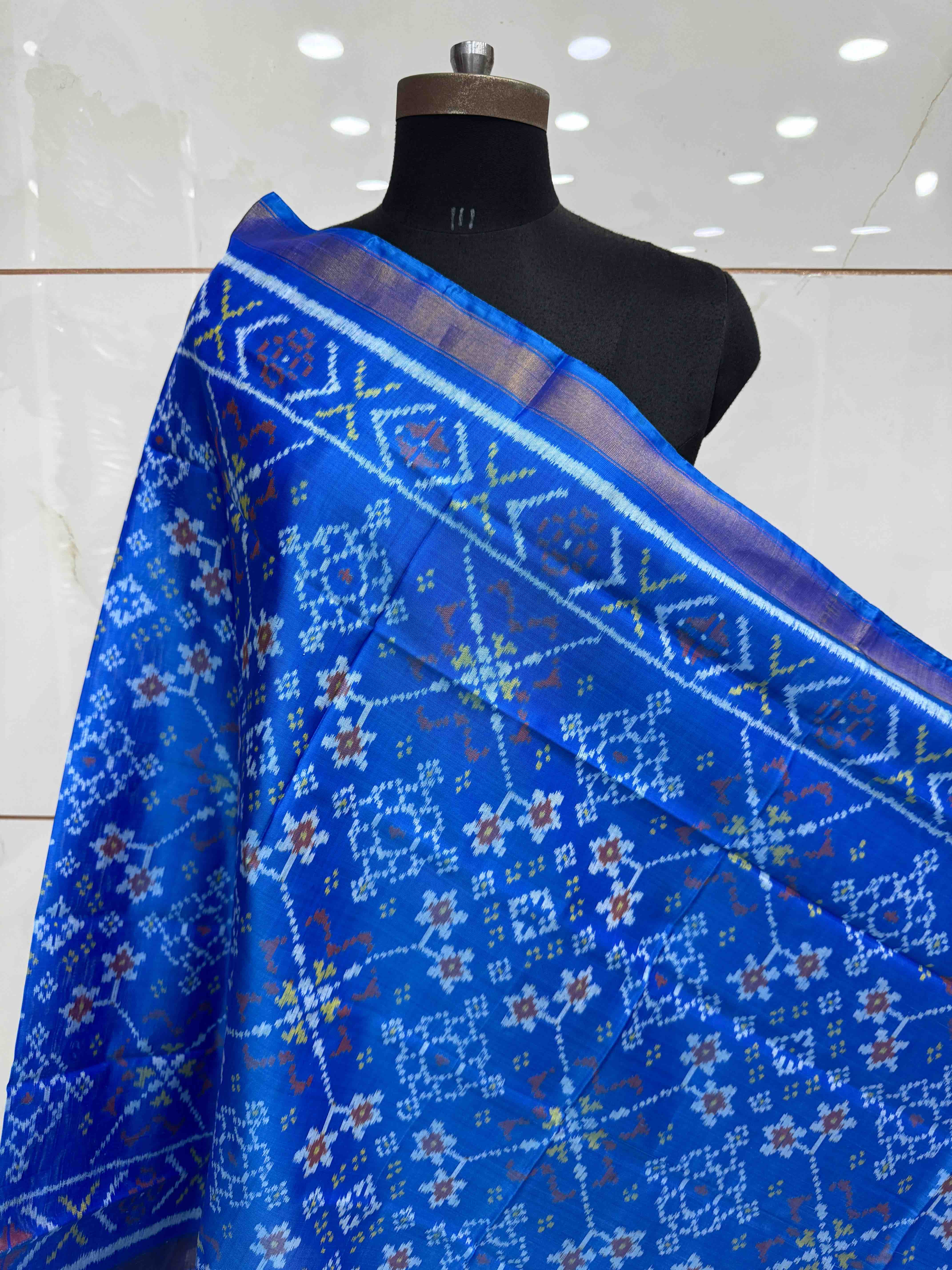 Blue Navratan Single Ikat Patola Dupatta