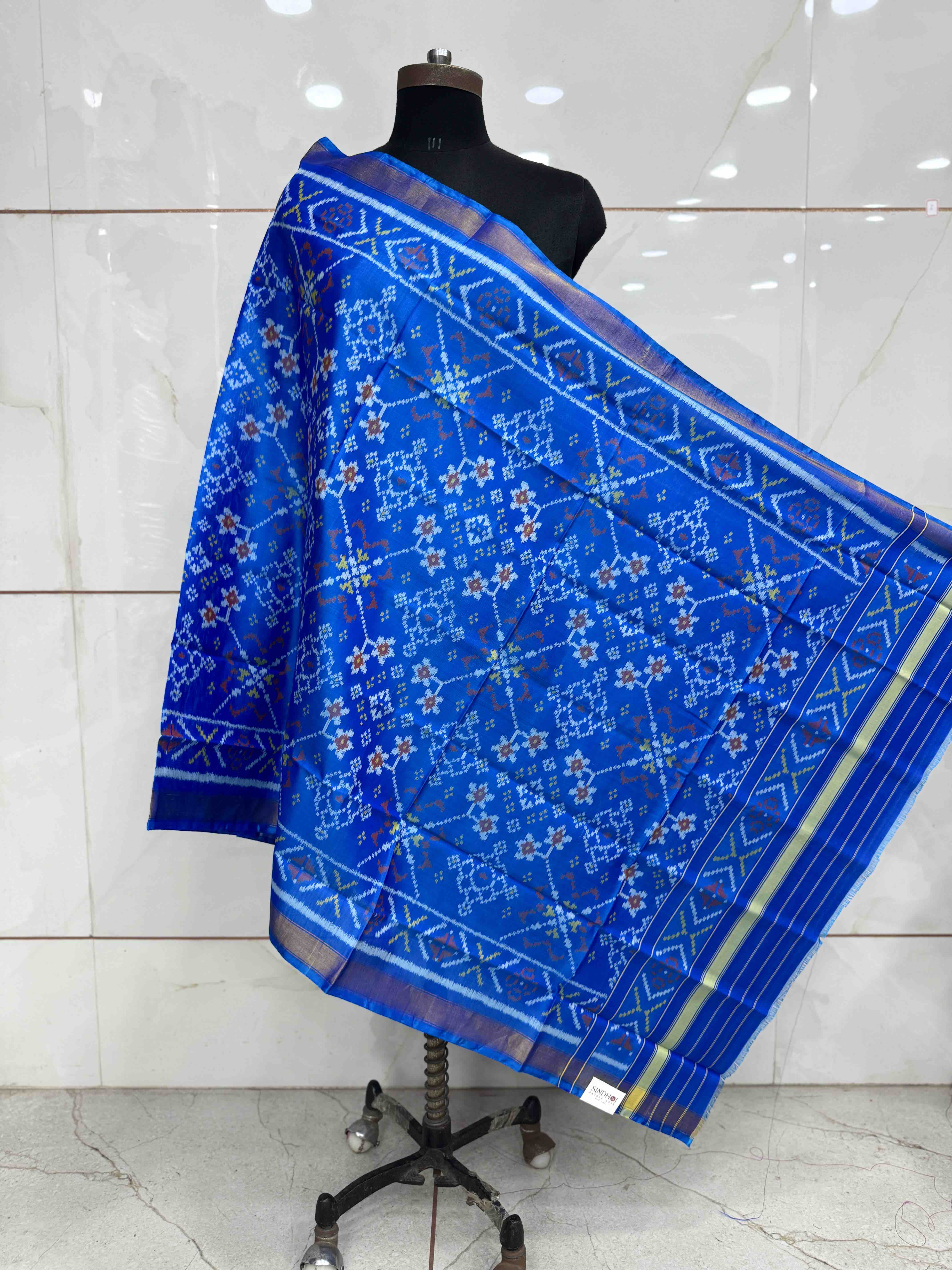 Blue Navratan Single Ikat Patola Dupatta