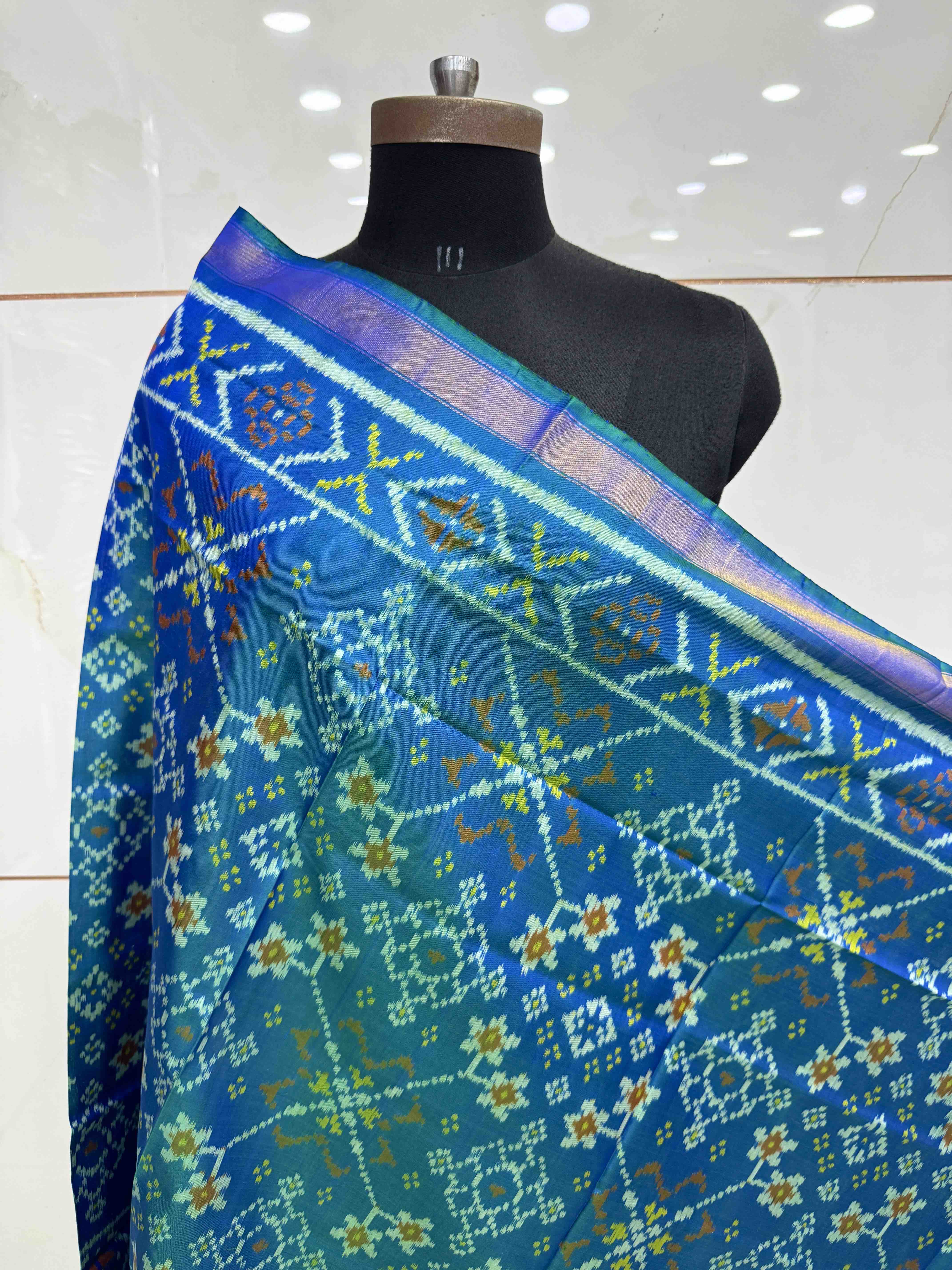 Turquoise Blue Navratan Single Ikat Patola Dupatta