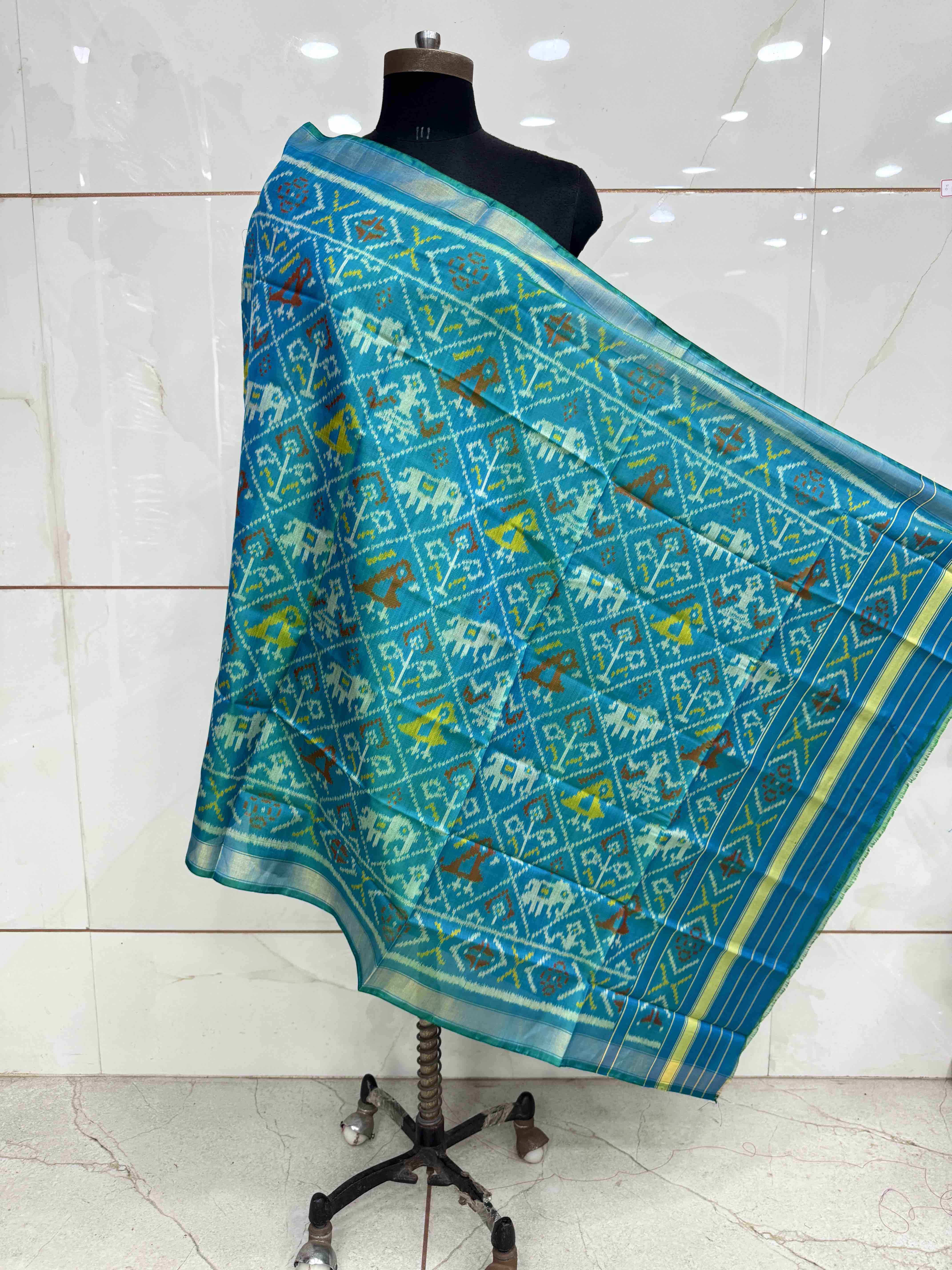 Sky Blue Narikunj Single Ikat Patola Dupatta