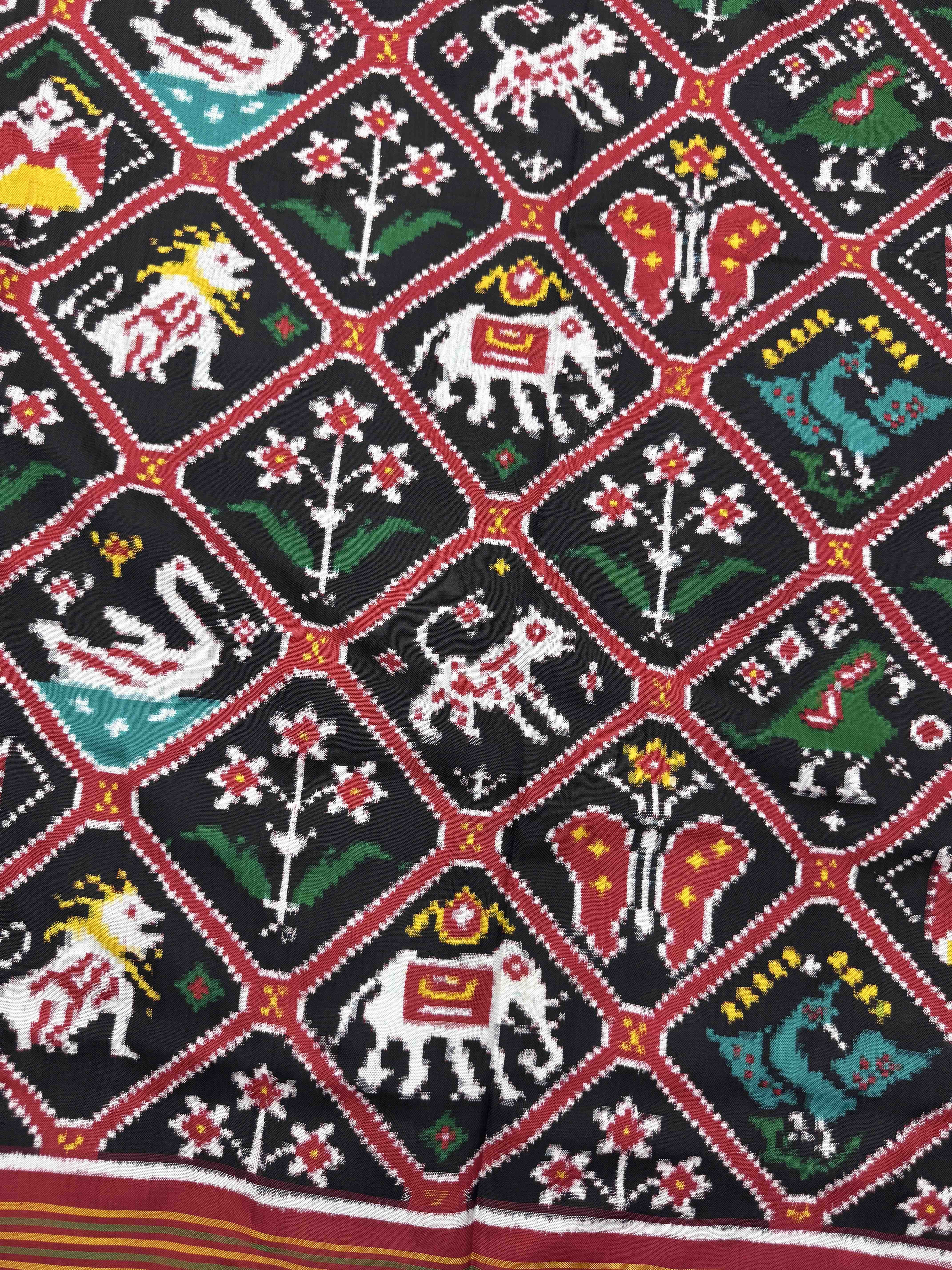 Red & Black Narikunj Double Ikat Patan Patola Saree