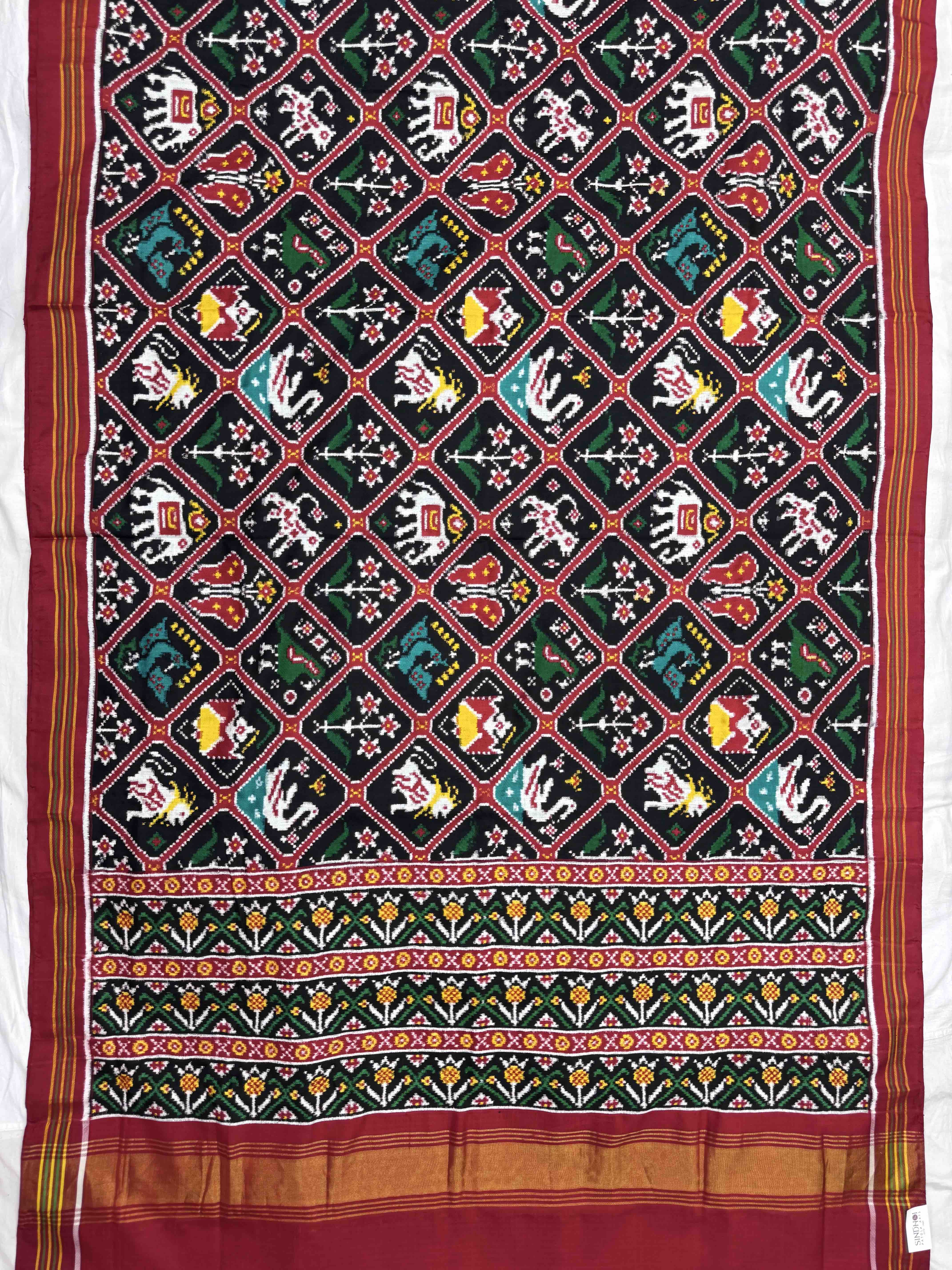 Red & Black Narikunj Double Ikat Patan Patola Saree
