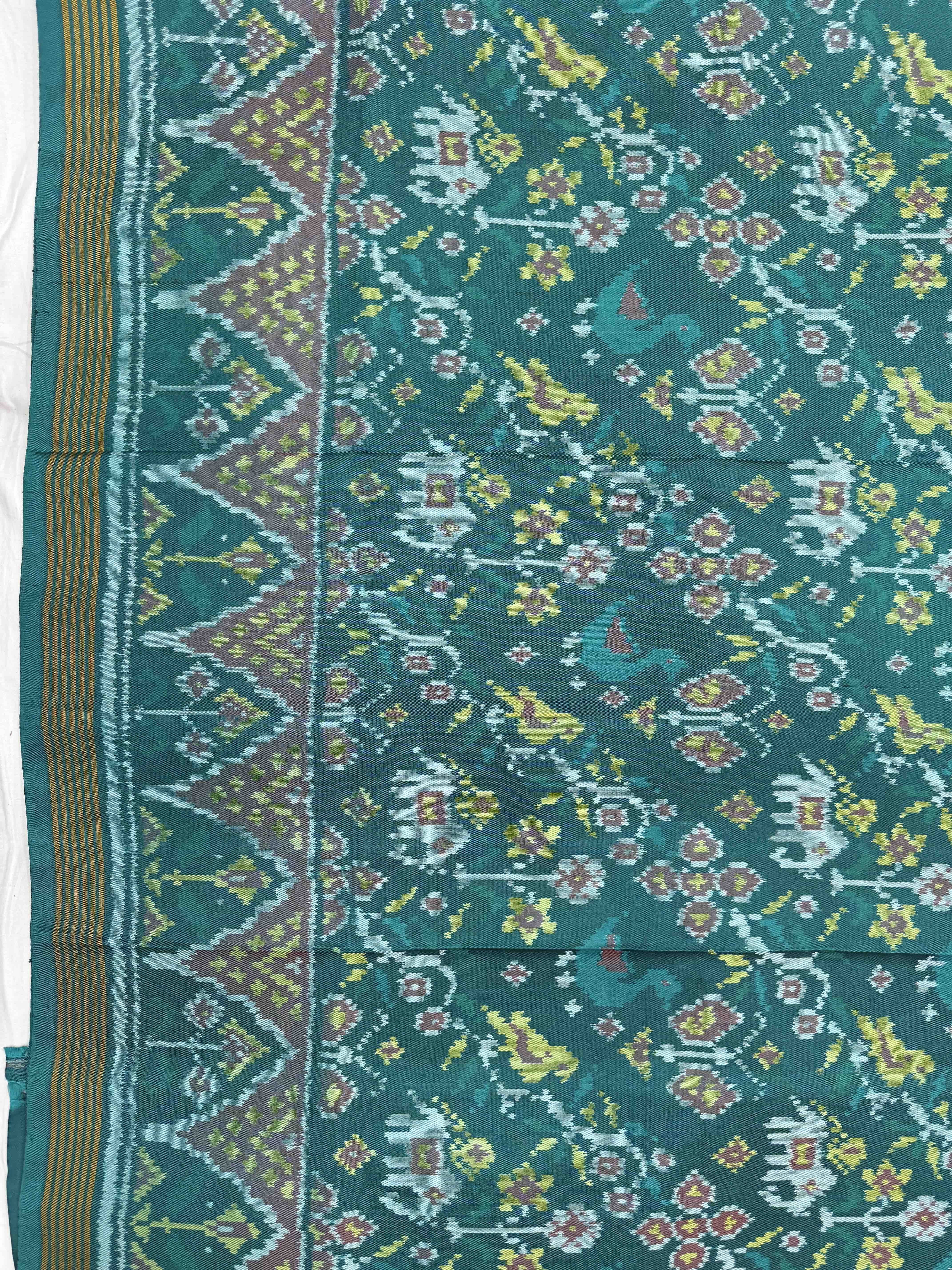 Peacock Green Narikunj Flower Single Ikat Patan Patola Saree