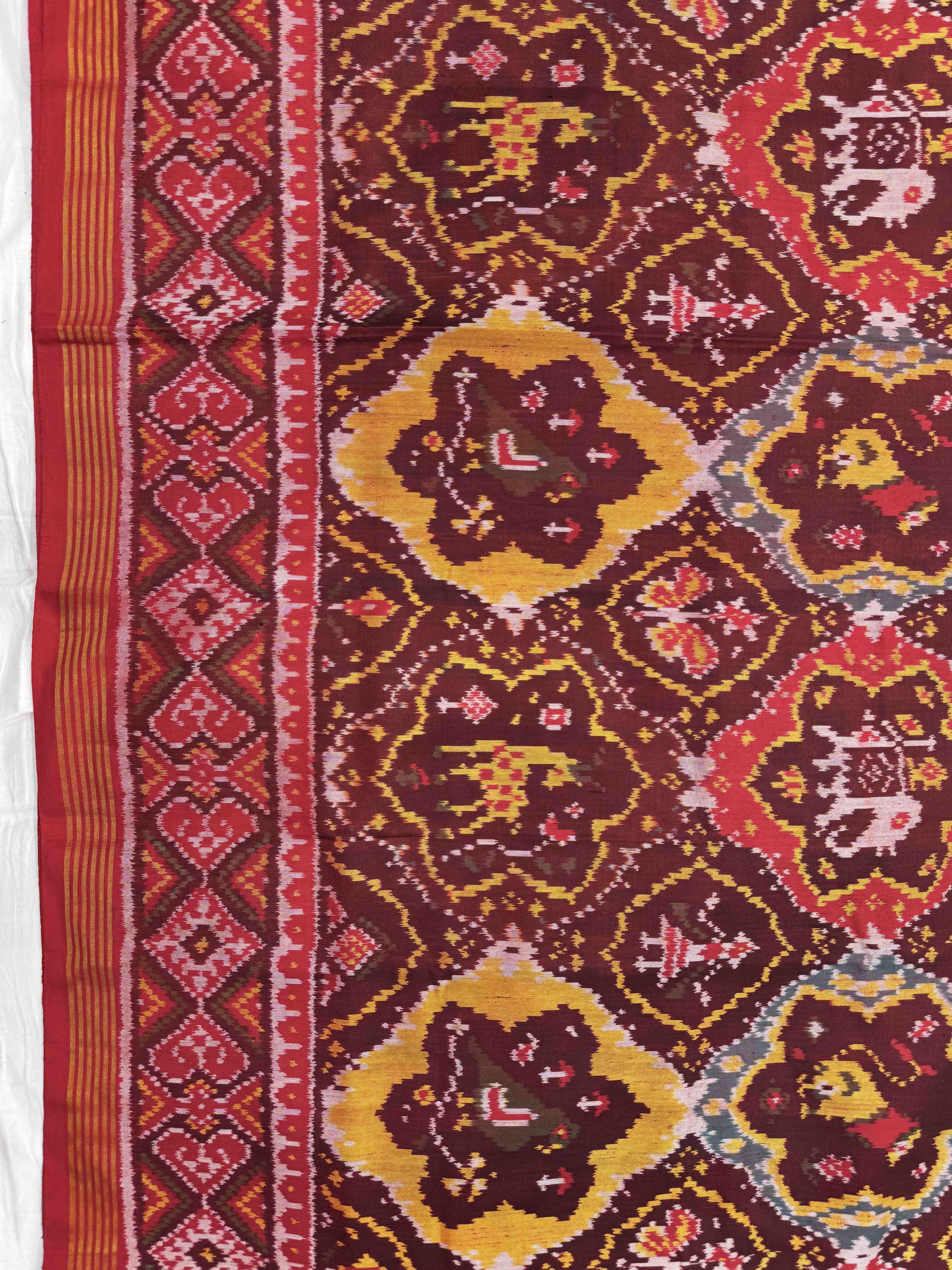 Red & Multicolor Flower Narikunj Single Ikat Patan Patola Saree